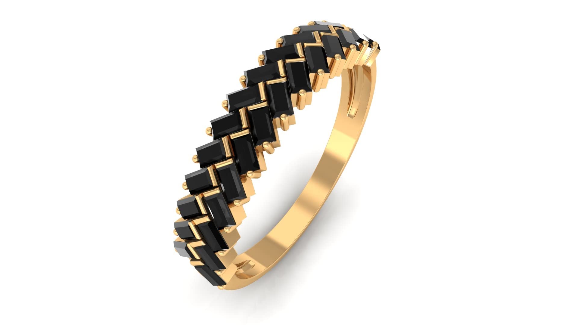 1/2 CT Black Onyx Half Eternity Ring for Women - 14K Solid Gold December Birthstone Ring, Natural Black Onyx Semi Eternity Band - Perfect for Anniversary, Birthday & Special Occasion Gifts