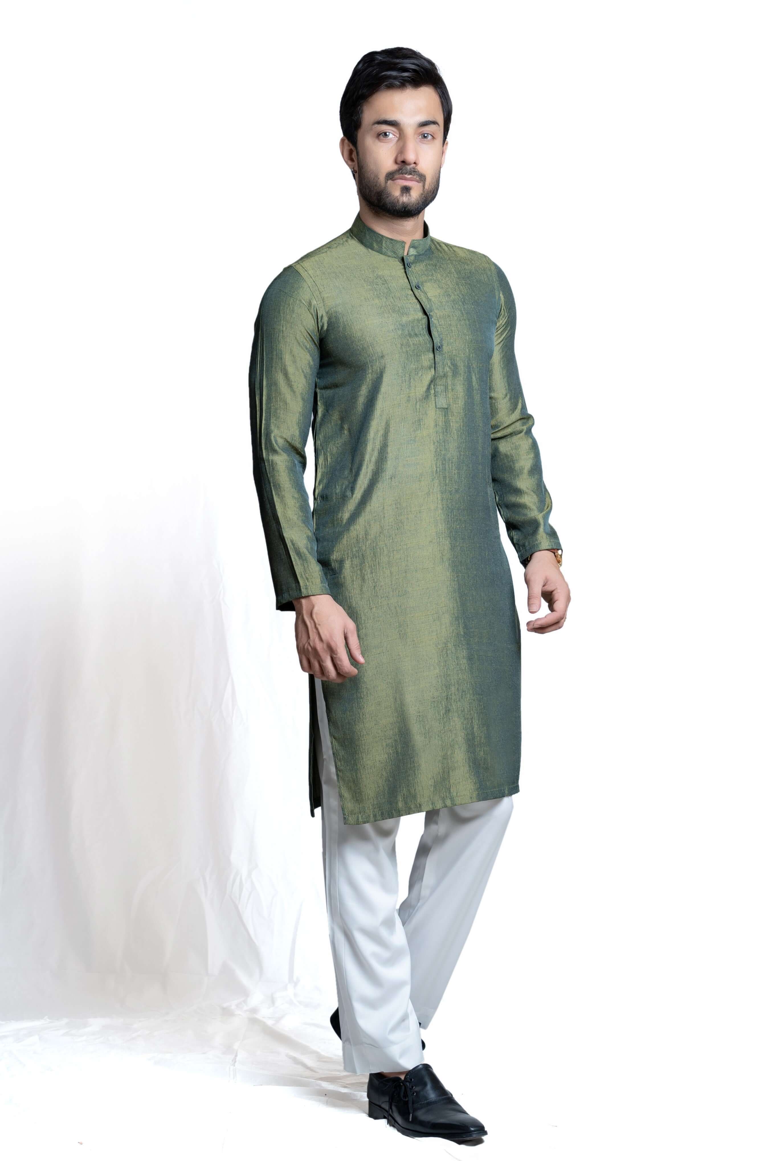 Classic Emerald Green Viscose Poly Kurta with White Pyjama Set | Comfortable Indian Ethnic Wear for Women | Perfect for Festivals, Weddings & Casual Wear