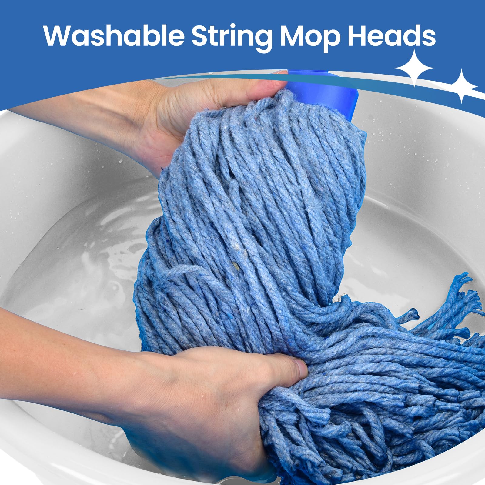 Heavy Duty Cotton Wet Mop Heads (12 Pack) - for Home & Commercial Cleaning