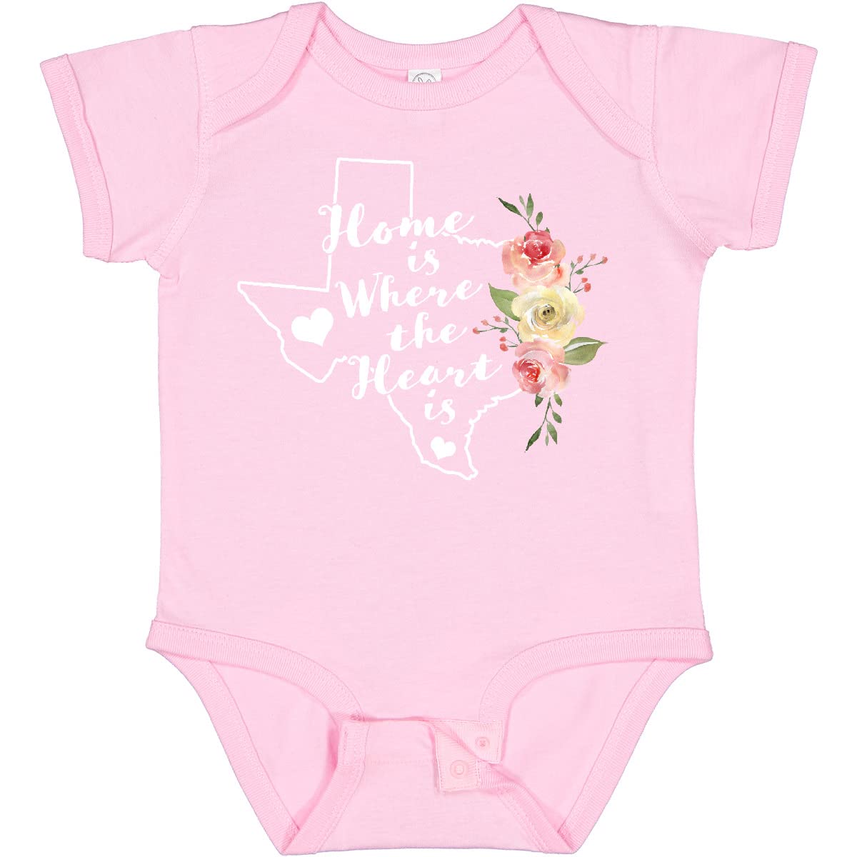 Inktastic Texas Home is Where The Heart is Baby Bodysuit - Watercolor Floral Design for Newborns & Infants - Perfect for Family Photos, Holidays & Casual Outfits