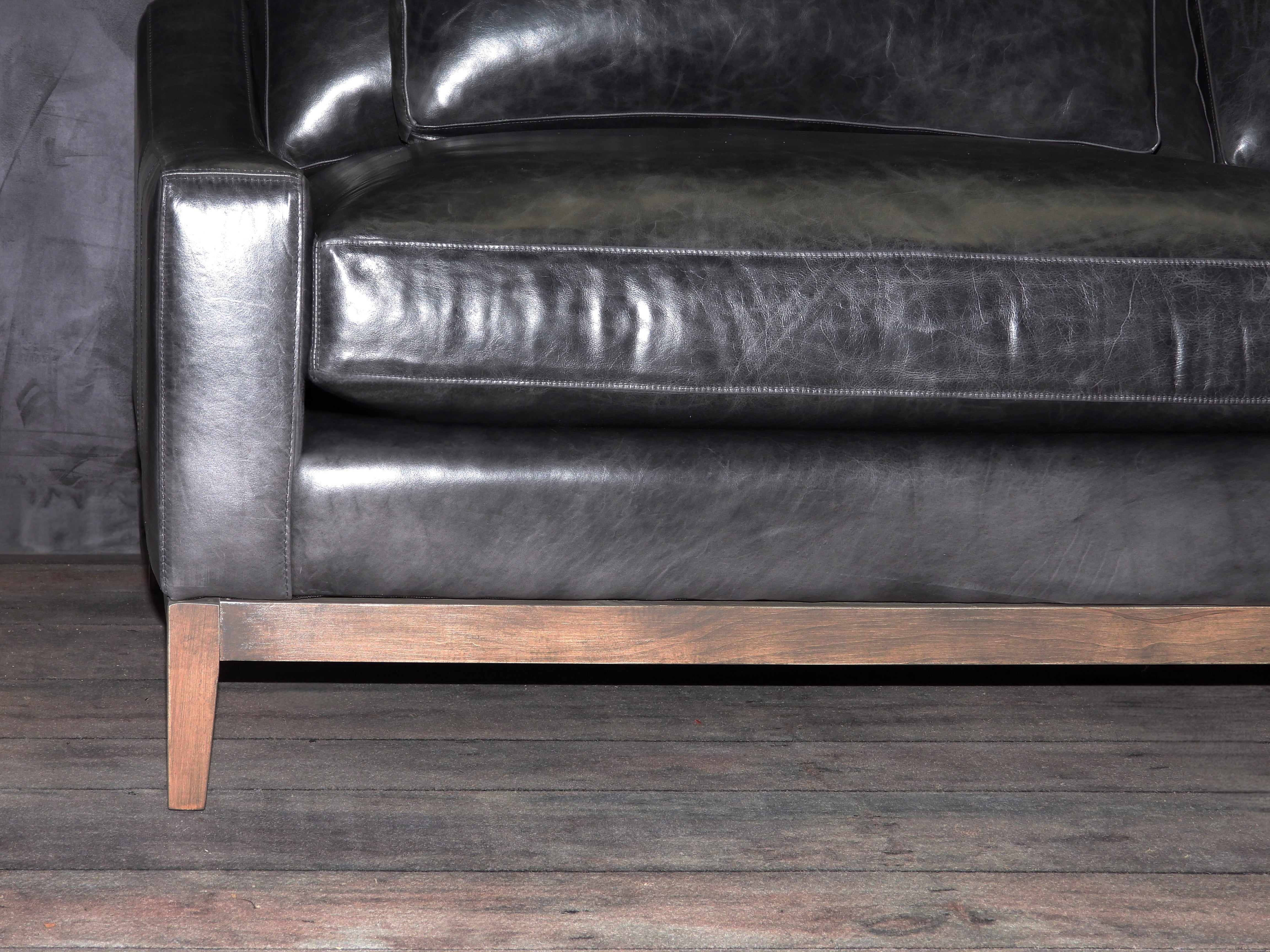 Modern Leather Sofa - ITALIA SLOPE Genuine Leather Couch for Living Room, Lounge & Office - Comfortable & Stylish Contemporary Furniture