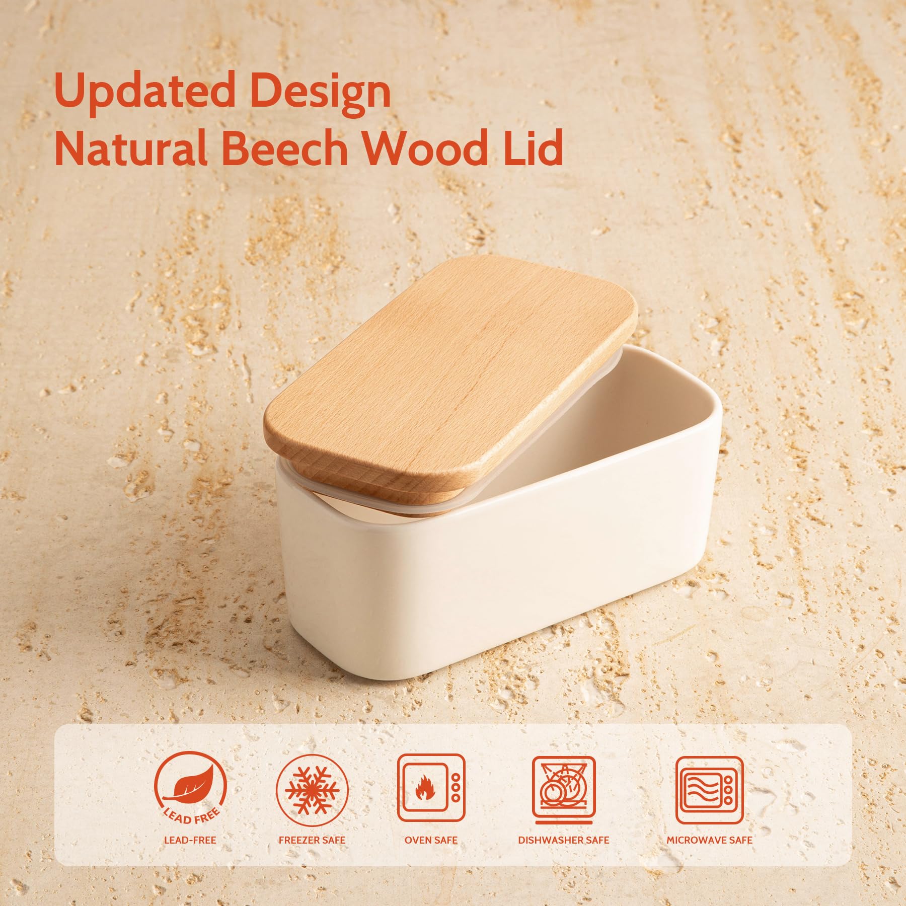 Sweese Small Butter Dish with Lid - Airtight Butter Keeper Holds 1 Stick - Porcelain Butter Container for Kitchen Countertop - Elegant White Kitchen Decor - Perfect for Home, Restaurant & Gift Giving