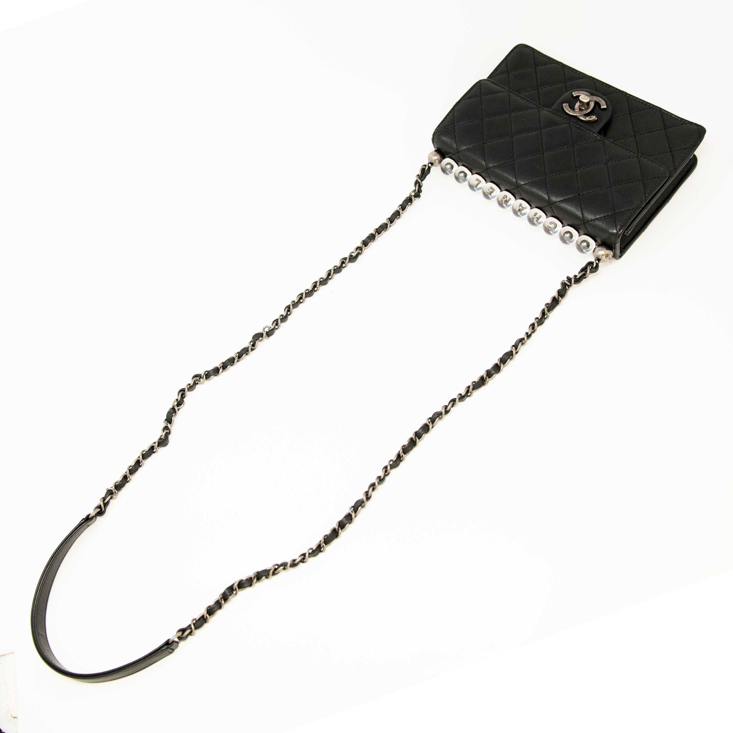 Chanel Black Lambskin Quilted Bag with Pearl CC Logo - Luxury Crossbody Flap Purse for Women, Perfect for Evening Parties & Date Nights
