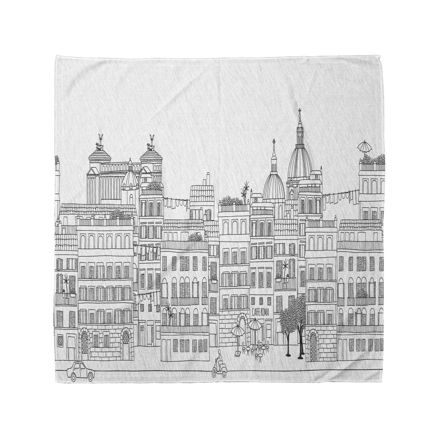 Ambesonne City Bandana - Historic Rome Italy Skyline Print, Unisex Head & Neck Scarf for Men & Women | Perfect for Travel, Outdoor Activities & Fashion Accessories