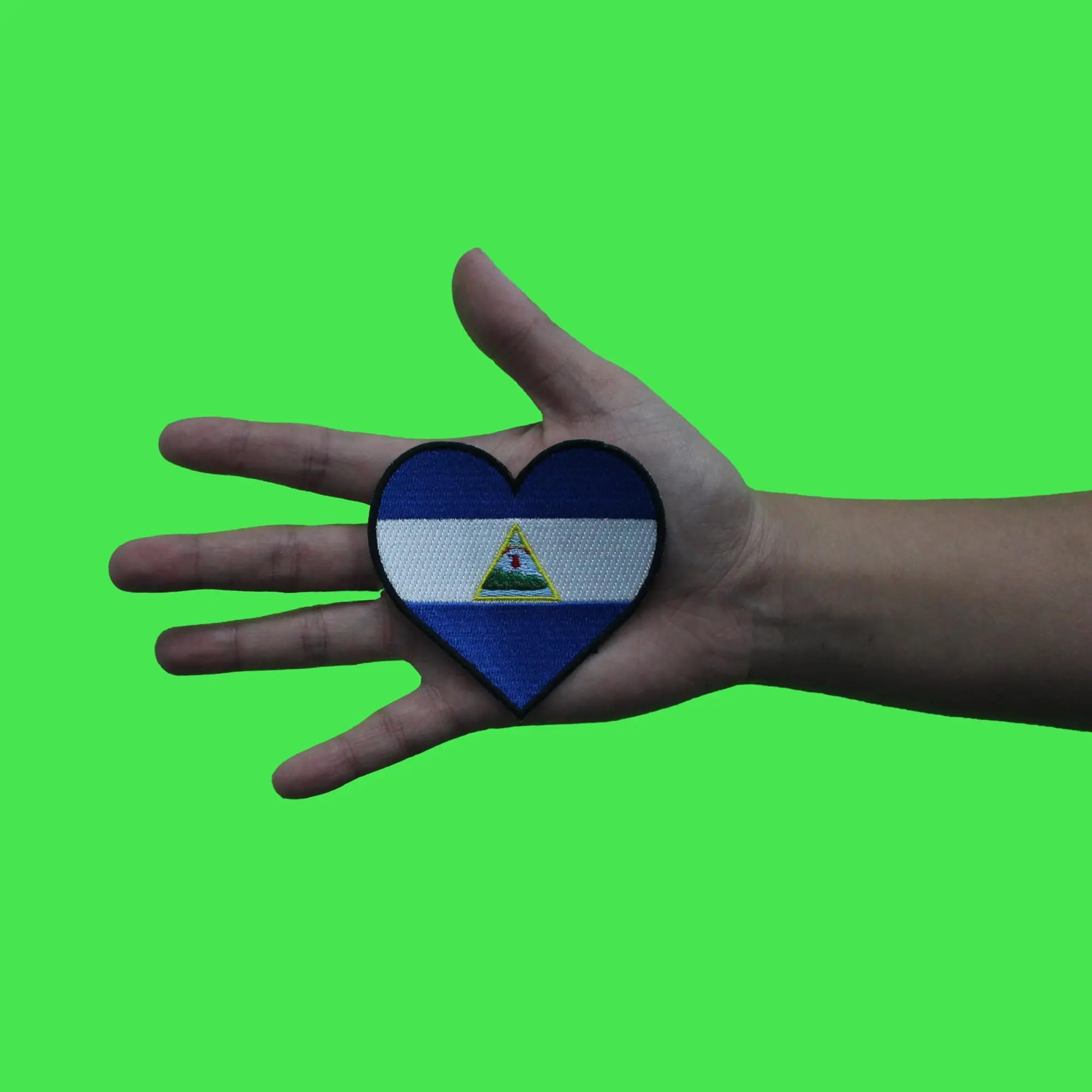 Nicaragua Heart Country Flag Patch - Embroidered Iron-On Central America Travel Souvenir for Backpacks, Jackets & Hats