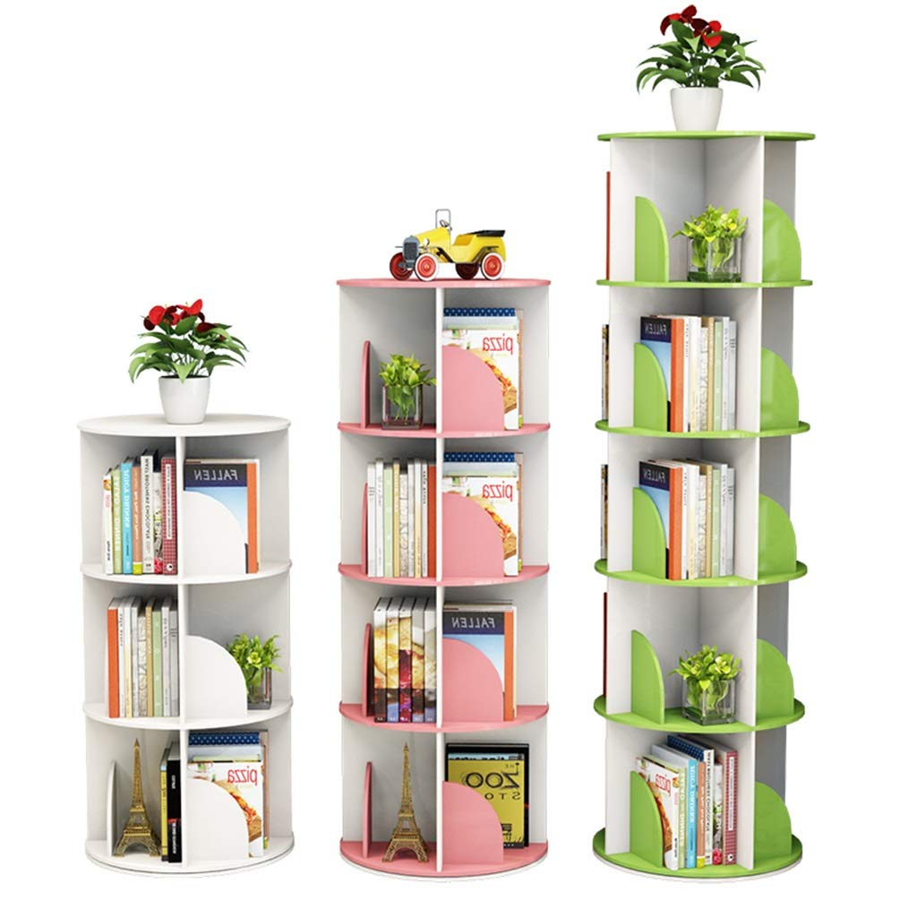 360° Rotating Bookshelf - Multi-Layer Floor Storage Rack with Coffee Table Design for Living Room, Bedroom & Office - Pink Bookcase (40 x 128cm) - Perfect for Small Space Organization & Home Decor