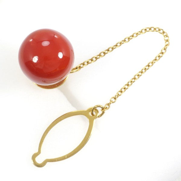 18K Yellow Gold Coral Pin Brooch - Elegant Vintage Jewelry for Women, Perfect for Weddings, Parties & Special Occasions