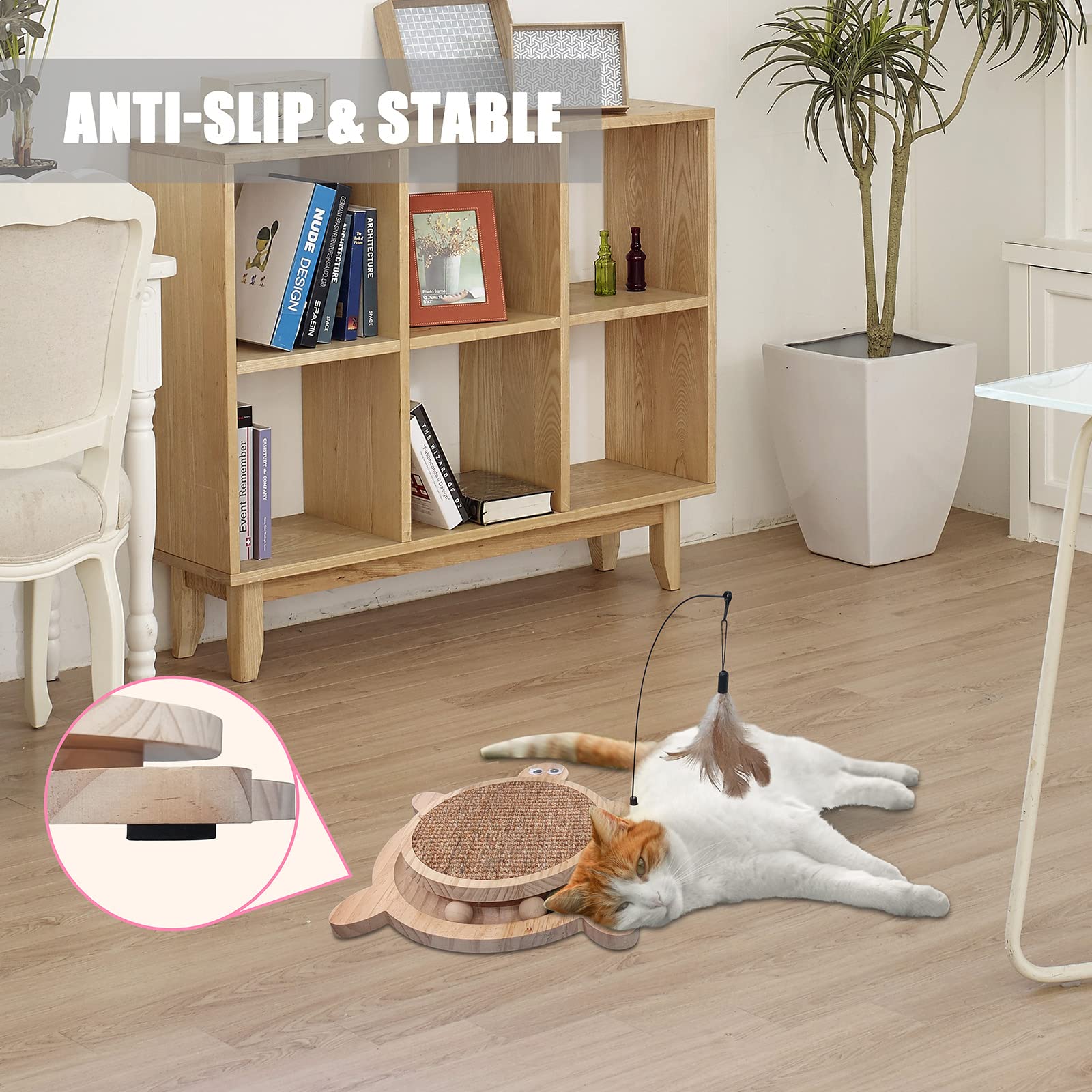 Interactive Cat Toy with Natural Sisal Scratcher & Catnip Balls - Turtle Design Scratching Pad & Roller Toy for Indoor Cats - Perfect for Playtime, Exercise, and Stress Relief