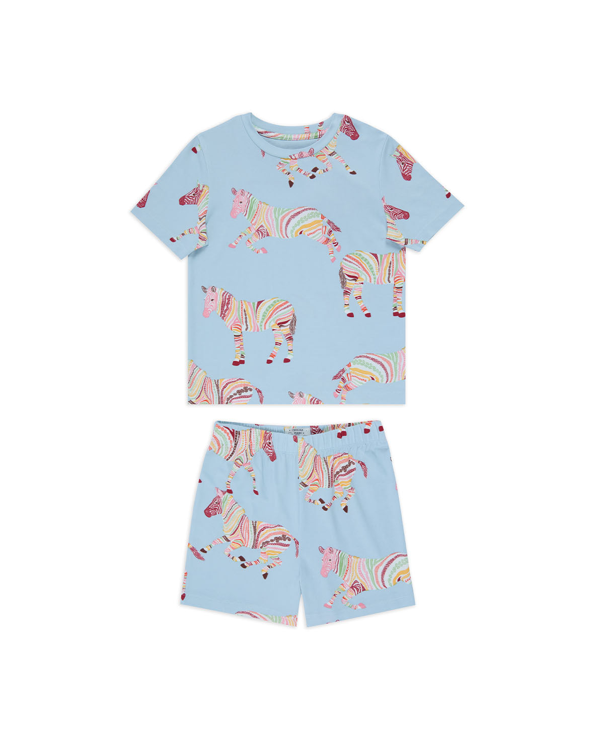 Bohemian Stripe Zebra Print Kids Pajama Set - Soft & Comfortable Short Sleeve Sleepwear for Girls & Boys - Perfect for Sleepovers, Lounging & Summer Nights