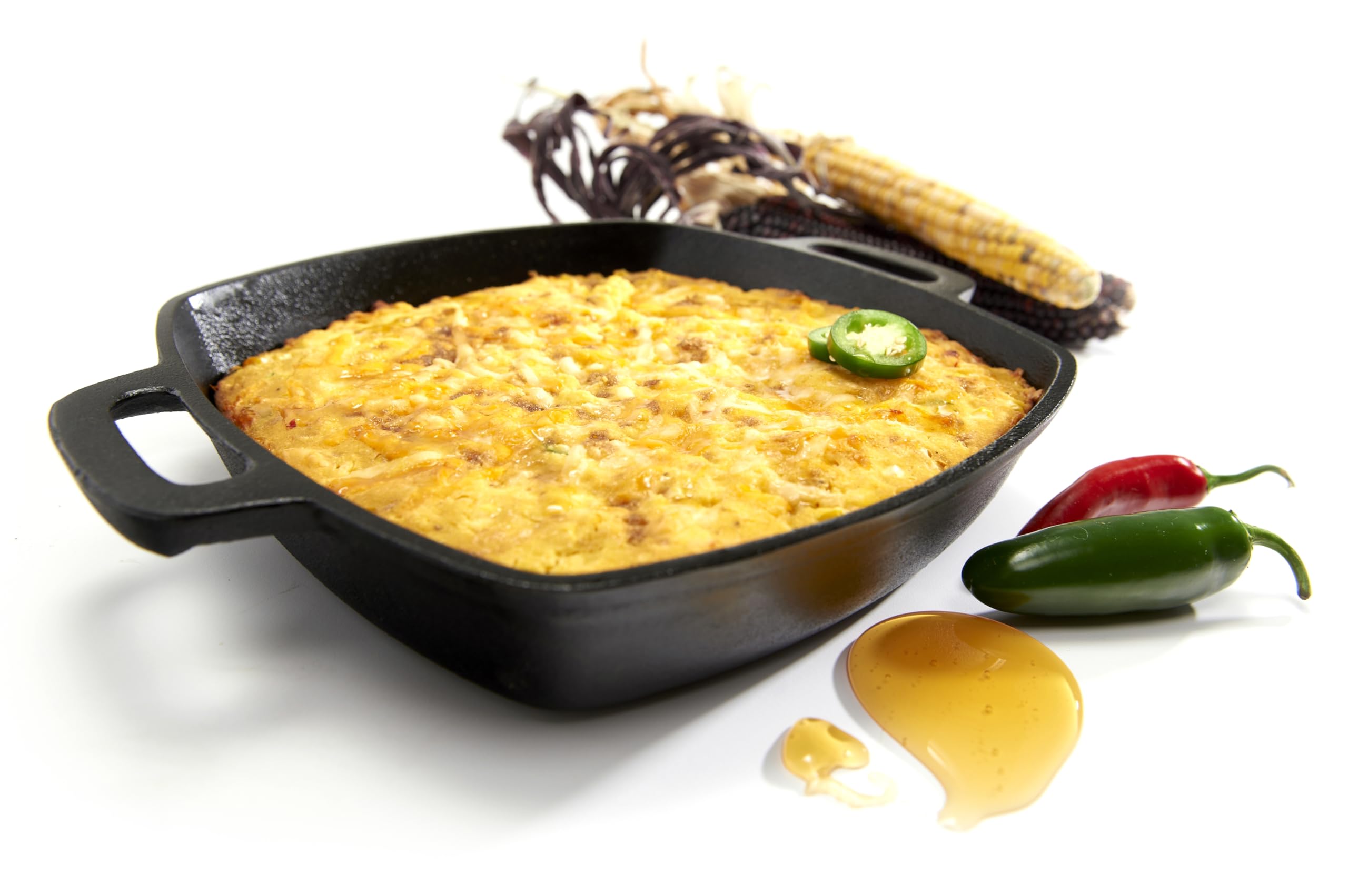 GrillPro 91658 Cast Iron Square Grill Pan - Heavy Duty Pre-Seasoned Skillet for Searing, Baking & Frying - Perfect for Outdoor BBQ, Camping & Stovetop Cooking