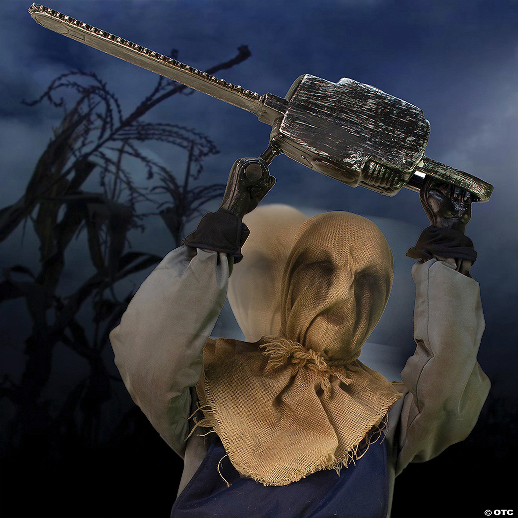 45-Inch Animated Seated Chainsaw Greeter - Lifelike Halloween Decoration for Porch, Yard & Party Scenes (1 Count)