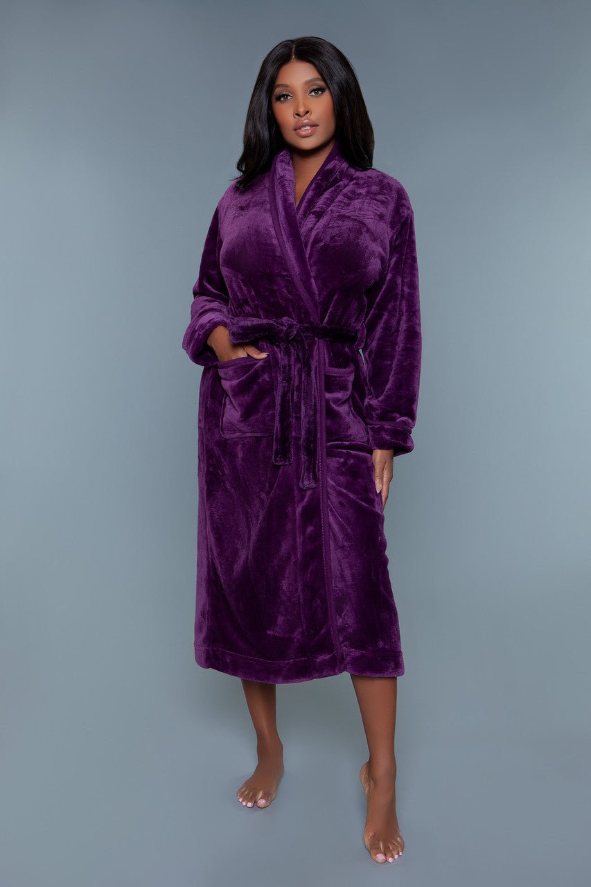 BeWicked Women's Soft Plush Robe - Cozy Fleece Bathrobe with Pockets, Long Sleeve Loungewear for Spa, Hotel & Home Relaxation