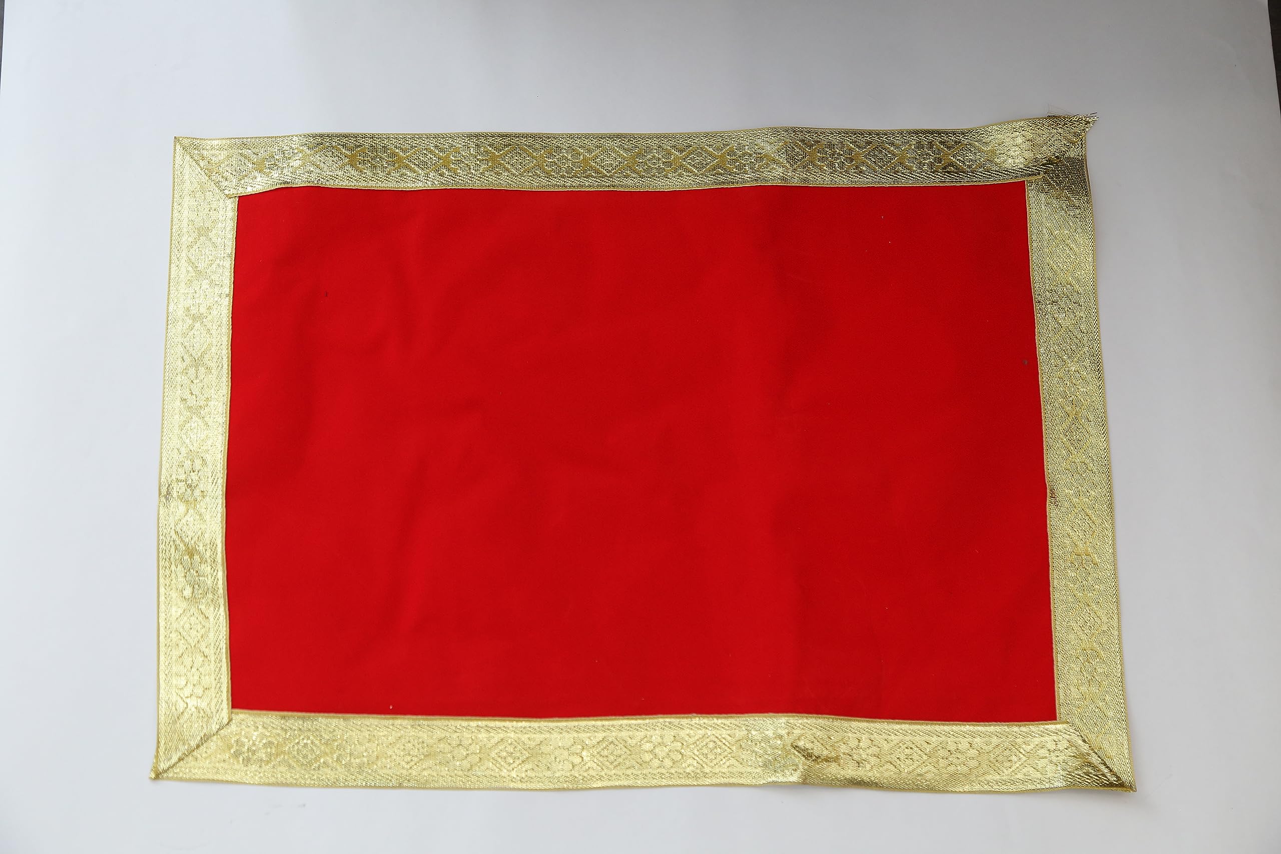 Small Pooja Aasan Cloth Mat for Puja Table & Mandir (Red) - Home Temple Use