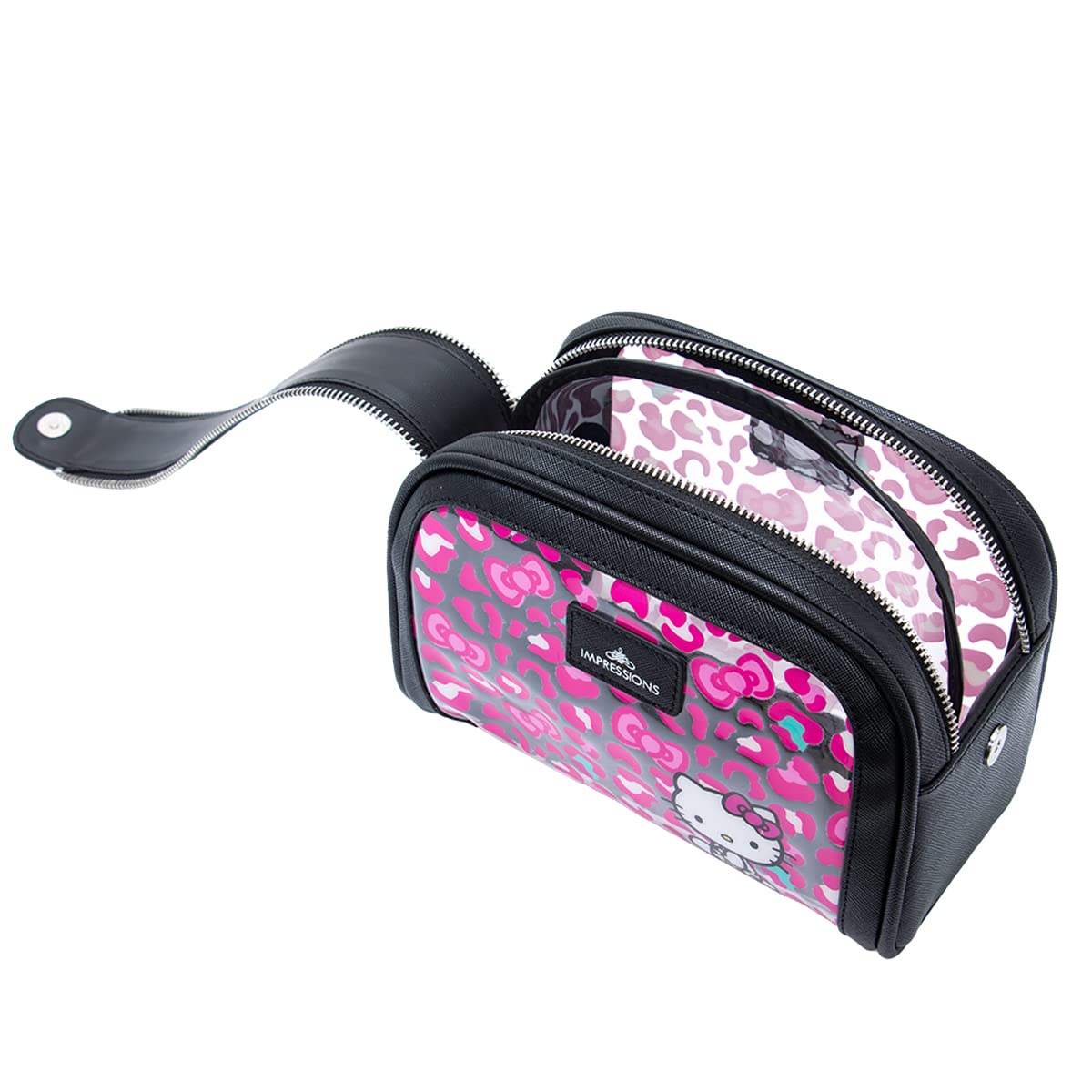 Hello Kitty Travel Makeup Bag with Removable Divider & Double Zipper Pockets, Waterproof Cosmetic Organizer for Brushes & Toiletries, Pink - Perfect for Travel, Gym & Daily Use