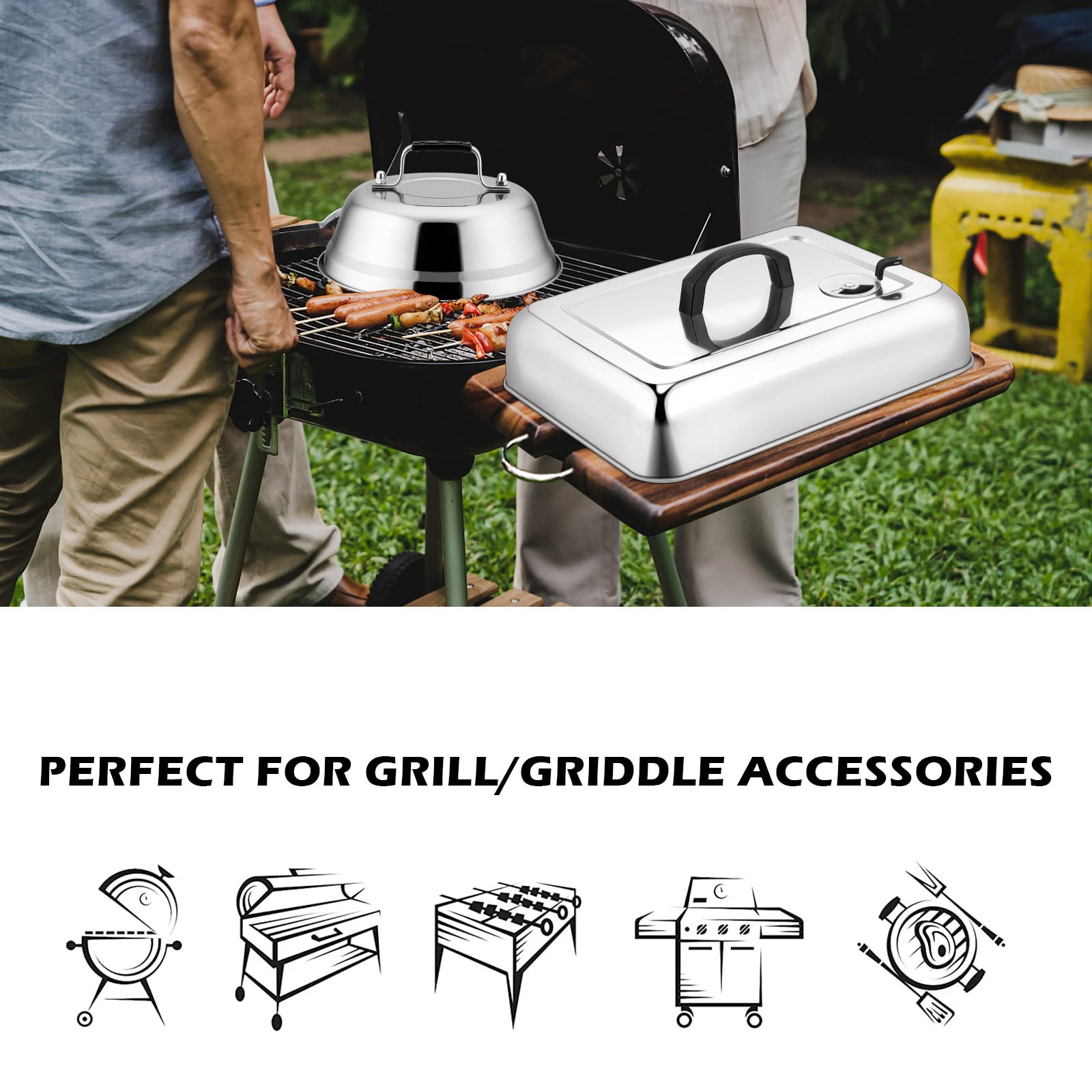 Leonyo 3-Piece Stainless Steel Griddle Cover Set - 9