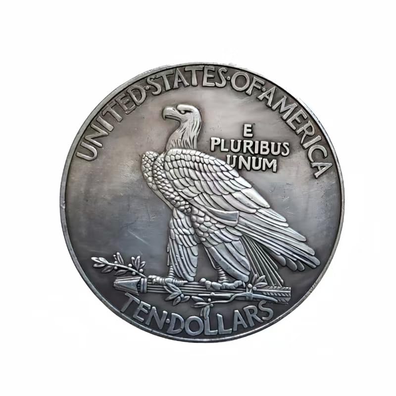 Antique 1907 Liberty Indian Head $10 Gold Coin & Uncirculated Morgan Silver Dollar - Rare US Historical Coins for Collectors | Perfect for American Coin Collections, Investment & Display in Home Offices