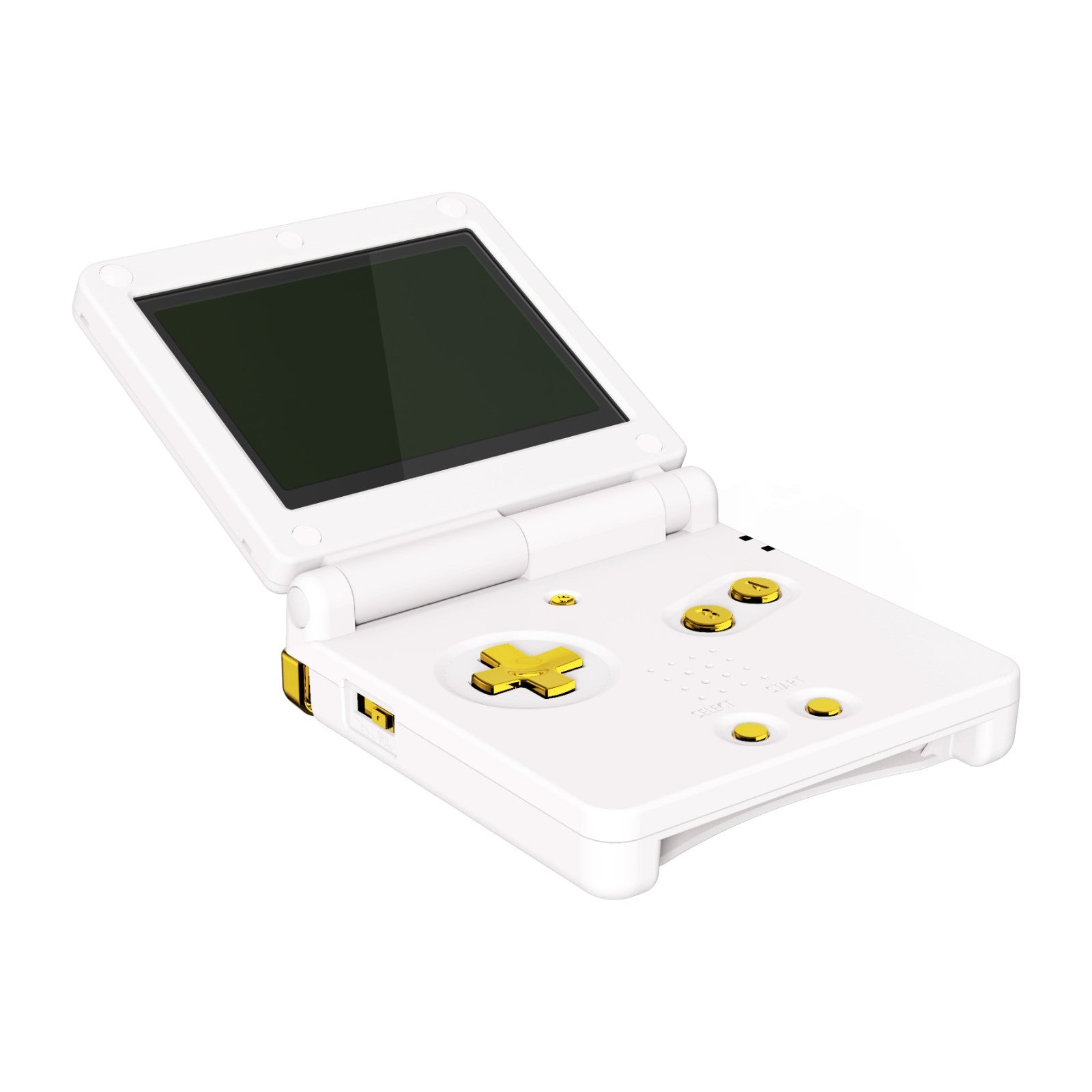 ExtremeRate Chrome Gold Glossy Replacement Button Set for Gameboy Advance SP - ABLR Buttons, D-Pad, Power & Volume Keys (GBA SP Console Not Included) | Perfect for Gaming Enthusiasts & Console Customization Projects