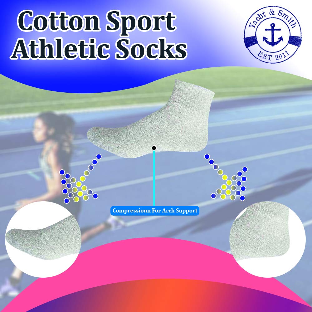 Yacht & Smith Women's Cotton Mid Ankle Athletic Socks - Bulk Wholesale Pack (Size 9-11) - Perfect for Running, Gym Workouts & Casual Wear