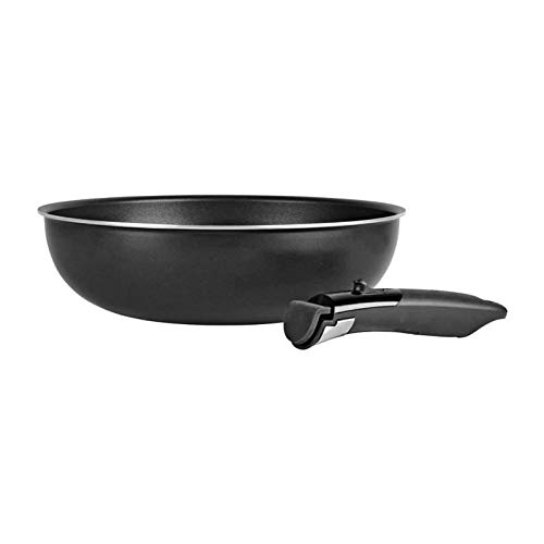 Sitram 713777 28cm Black Aluminum Wok with Removable Handle - Induction Compatible, PFOA-Free Nonstick Coating - Perfect for Stir-Frying, Sautéing & Asian Cooking