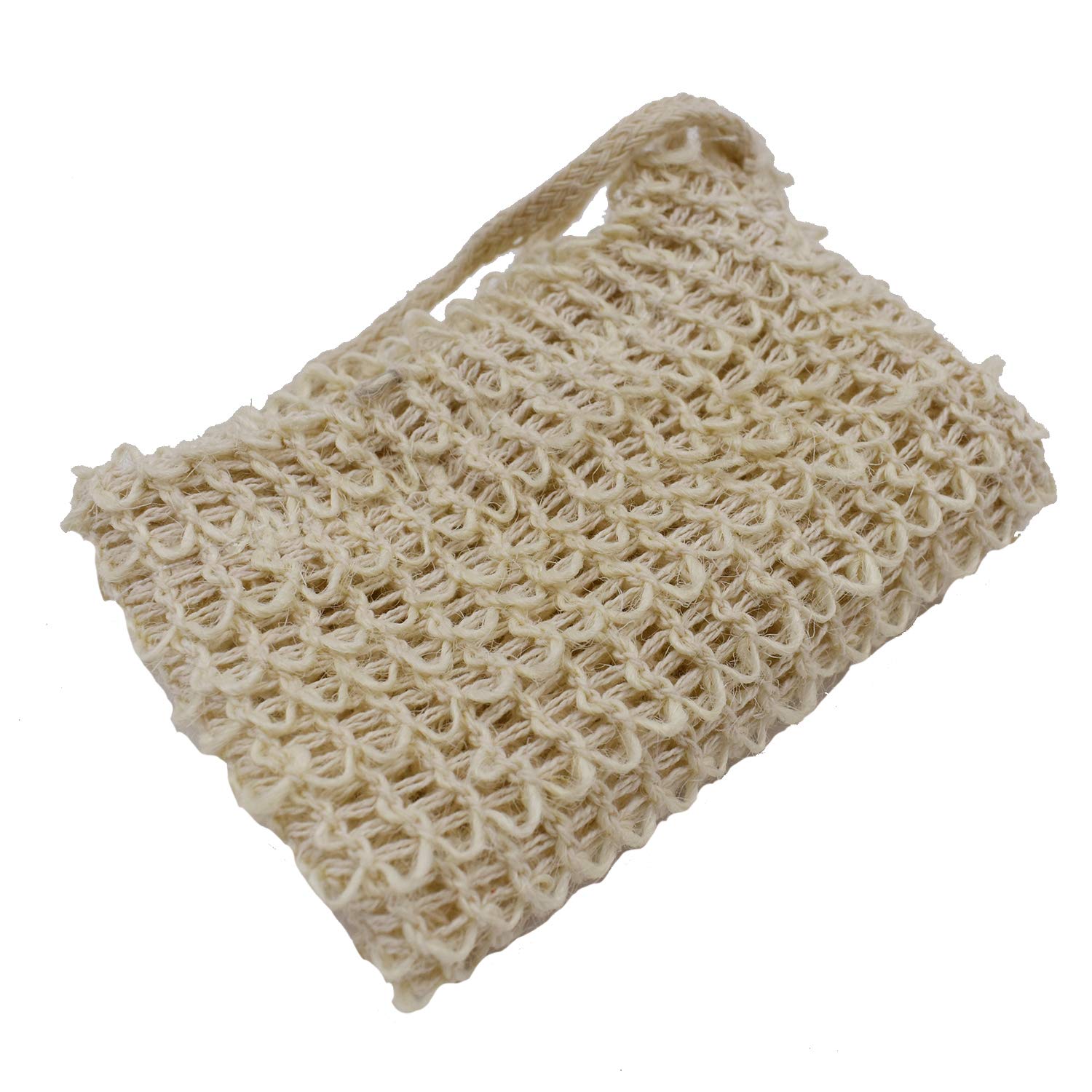 2 Pack Natural Exfoliating Soap Saver Bags with Drawstring & Wooden Bead Holder - Loofah Pouch for Shower & Bathroom - Perfect for Gentle Skin Exfoliation & Soap Storage