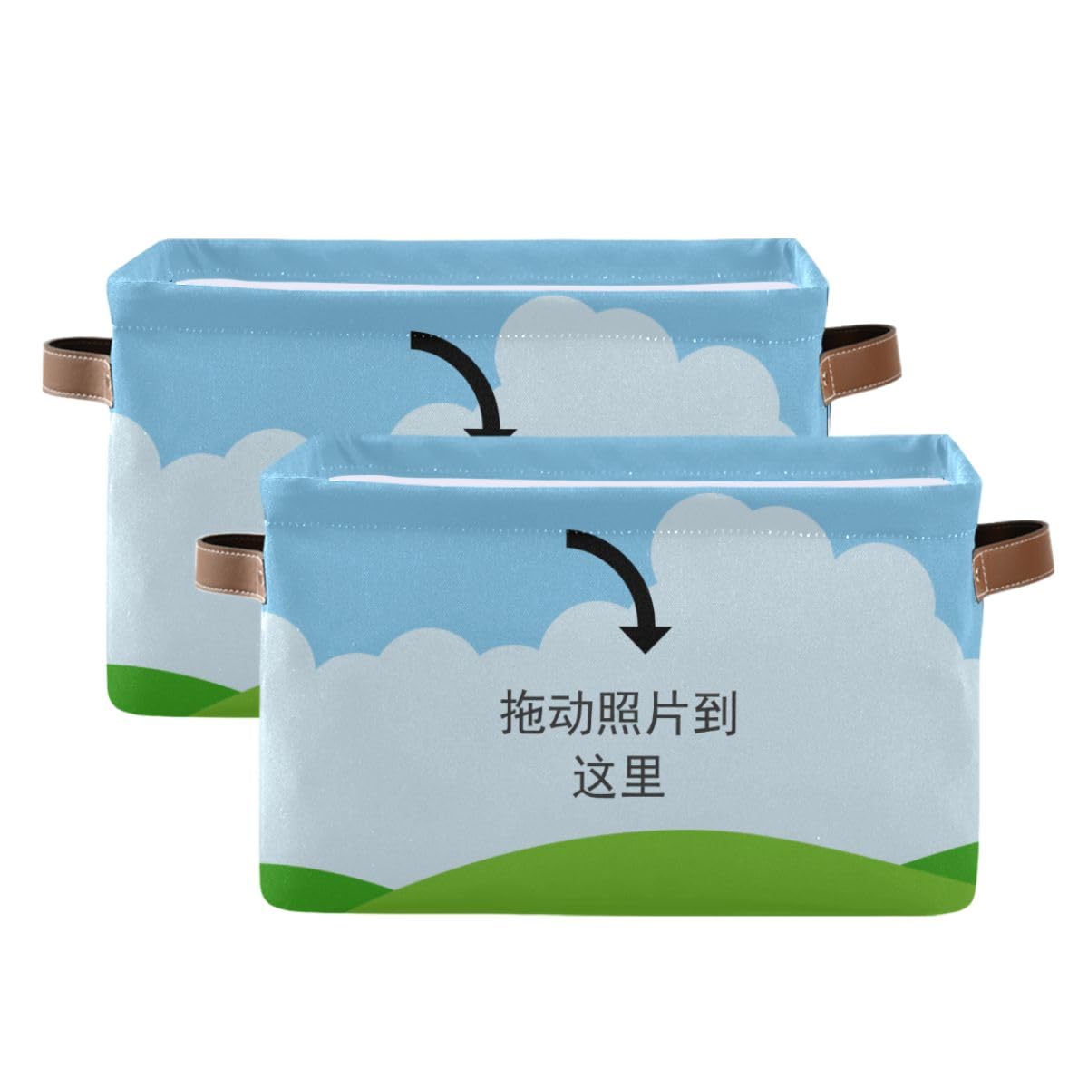 Square Storage Basket Set of 2 - Canvas Storage Bins & Organizers for Closet, Shelf, Home & Office - Perfect for Bedroom, Bathroom, and Kids Room Organization