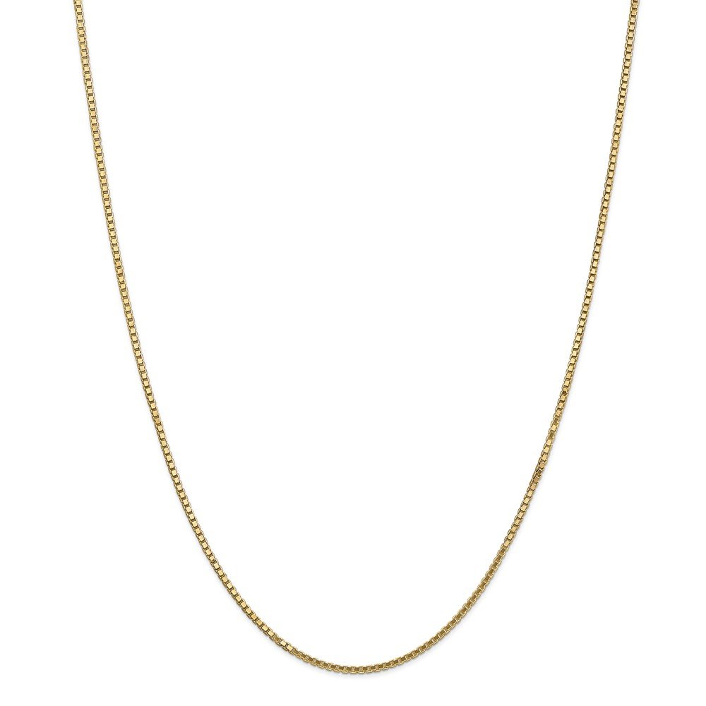 14K Solid Yellow Gold 1.5mm Box Chain Necklace with Secure Lobster Clasp - Dainty Minimalist Jewelry for Women - Perfect for Everyday Wear, Layering & Gift Giving