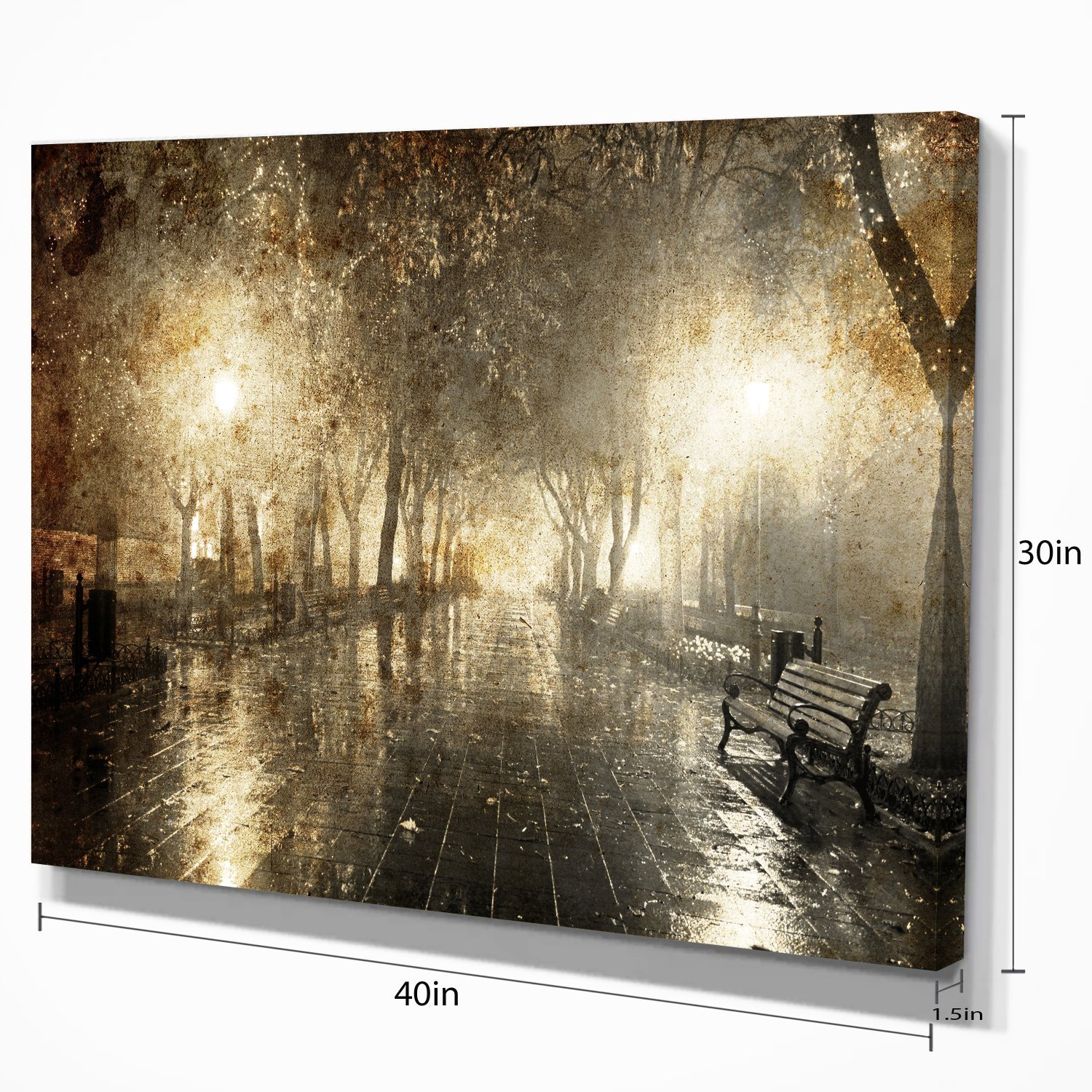 Night Alley with Lights Photography - Landscape Canvas Wall Art Print for Home & Office Decor - Perfect for Living Room, Bedroom, or Gallery Display