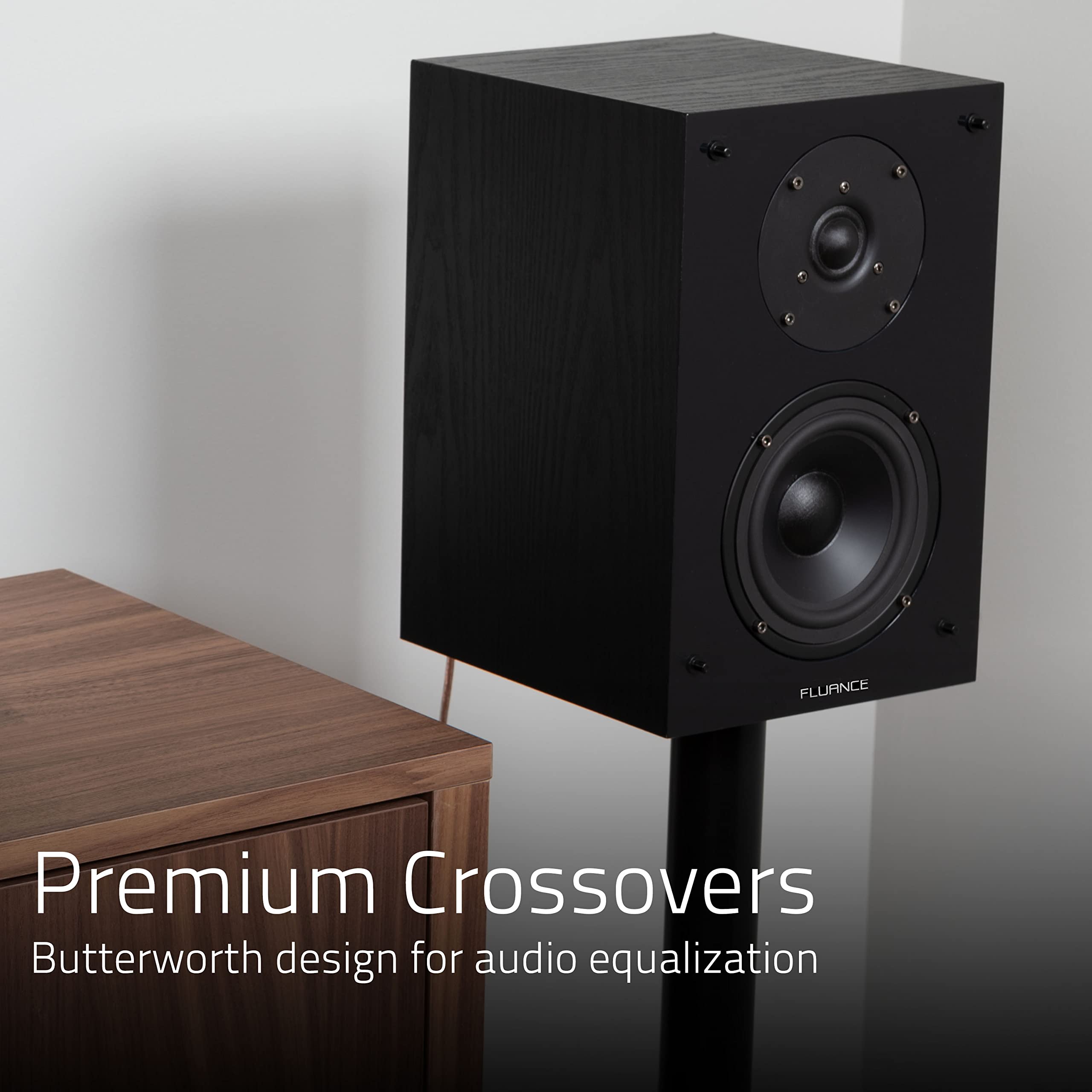 Fluance SX6-BK Elite High Definition 2-Way Bookshelf Speakers - Premium Black Ash Wood Finish for Home Theater & Stereo Systems | Perfect for Movie Nights, Gaming & Music Listening