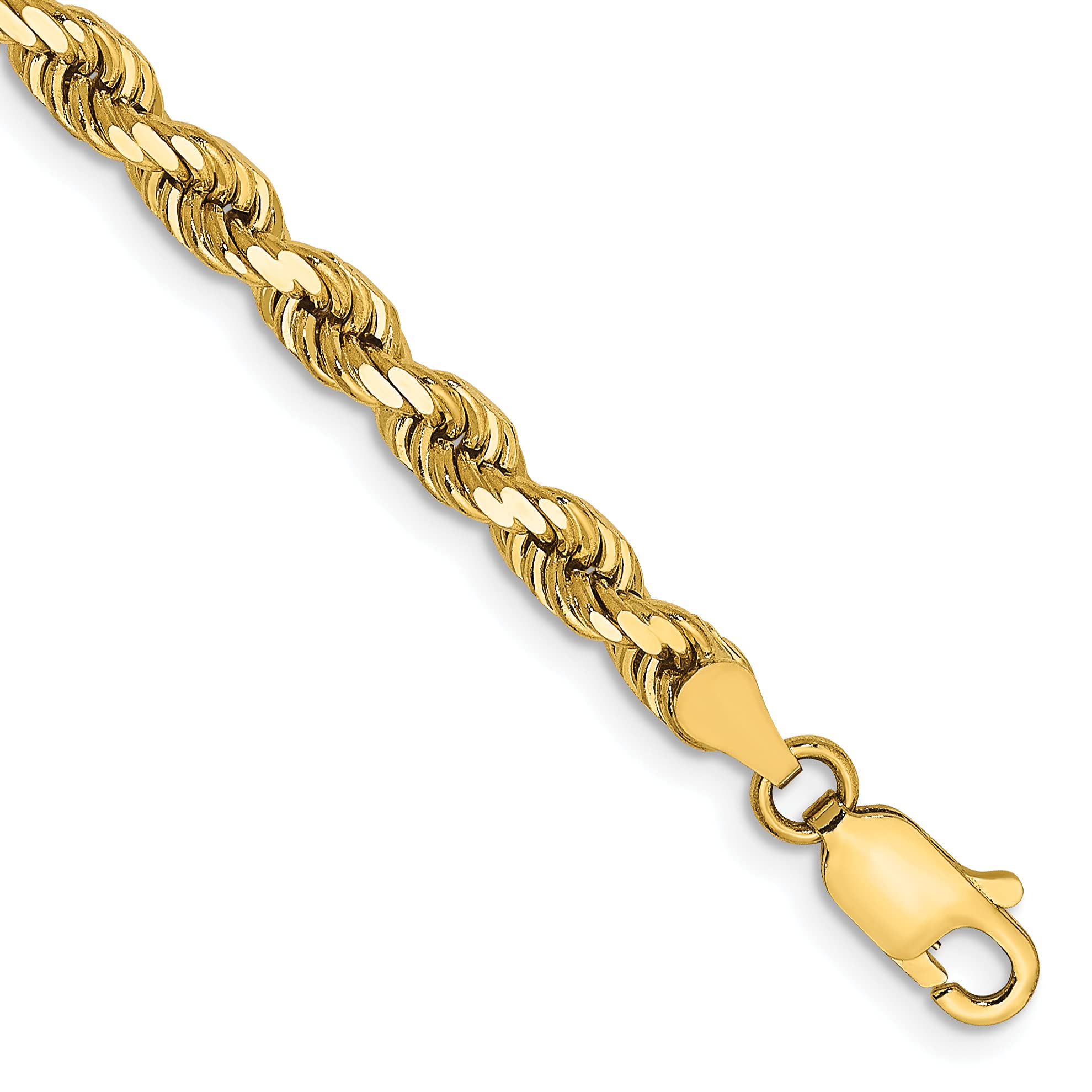 14K Solid Yellow Gold 4mm Rope Chain Anklet for Women - Dainty Summer Beach Foot Jewelry - Perfect for Vacations, Weddings & Everyday Wear