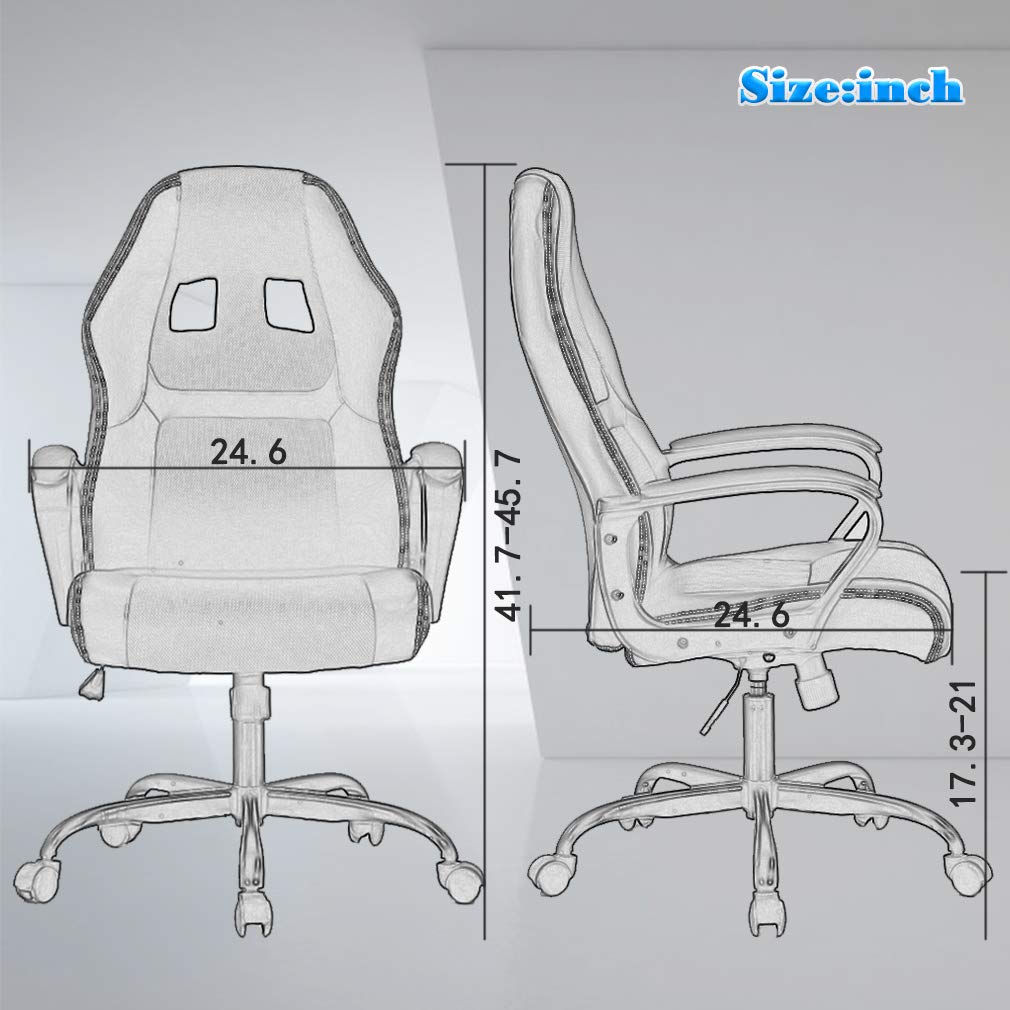 Ergonomic PU Leather Office Chair - Adjustable PC Gaming & Executive Desk Chair with Lumbar Support for Women & Men - White (Home Office, Gaming Setup, Workstation)