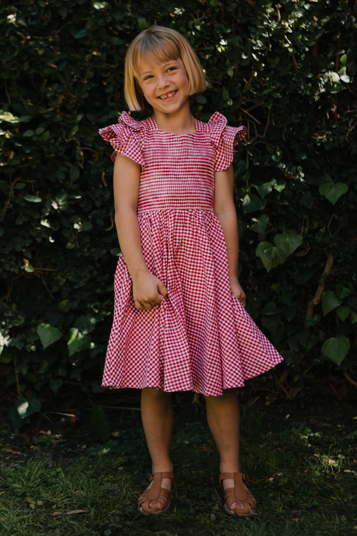 Mini Hattie Dress in Red Gingham - Stylish Summer Floral Sundress for Women | Perfect for Beach Vacations, Picnics & Date Nights