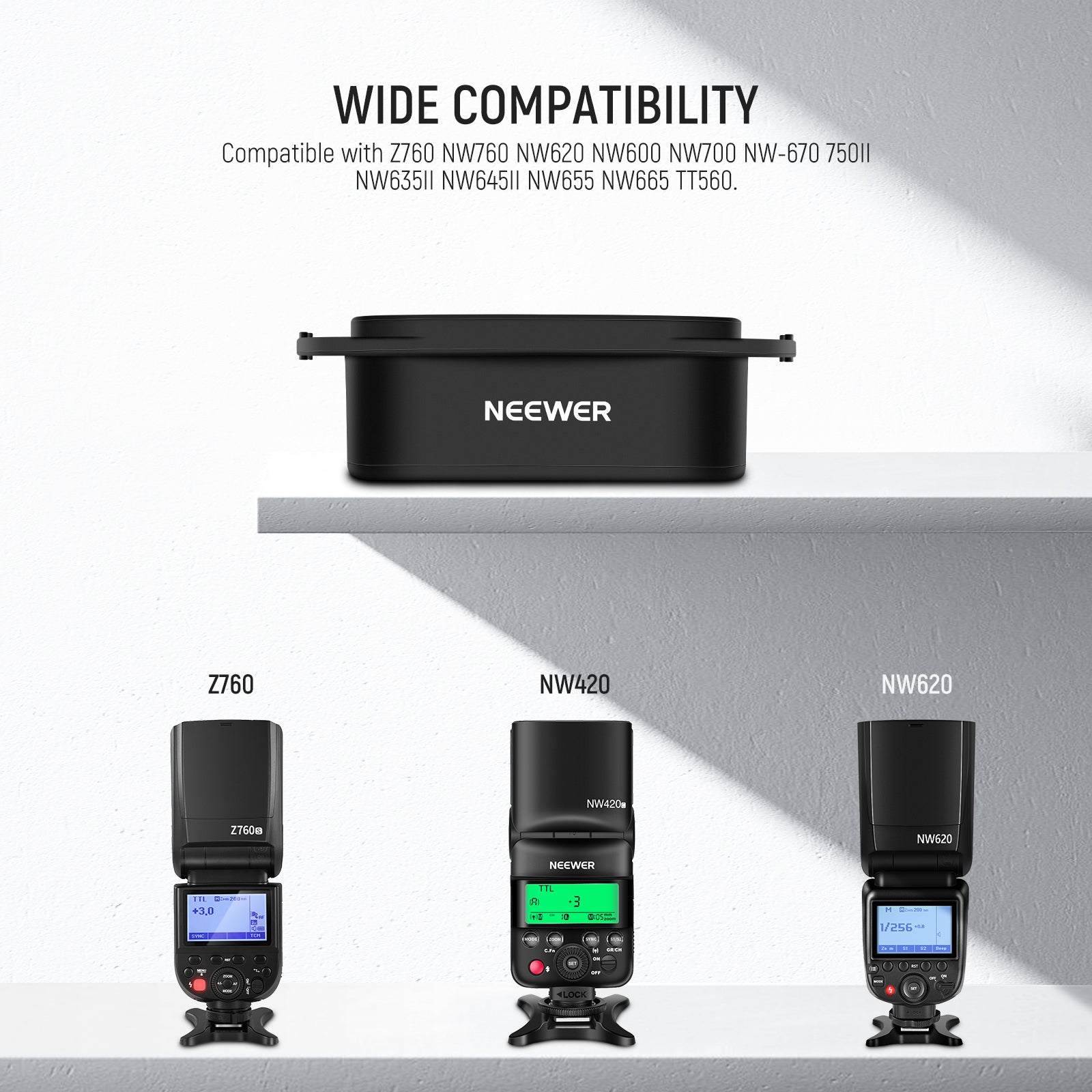 NEEWER SFR2 Silicone Square Flash Head Adapter Ring - Compatible with Speedlights & Studio Strokes - Perfect for Photography, Videography & Creative Lighting Setups