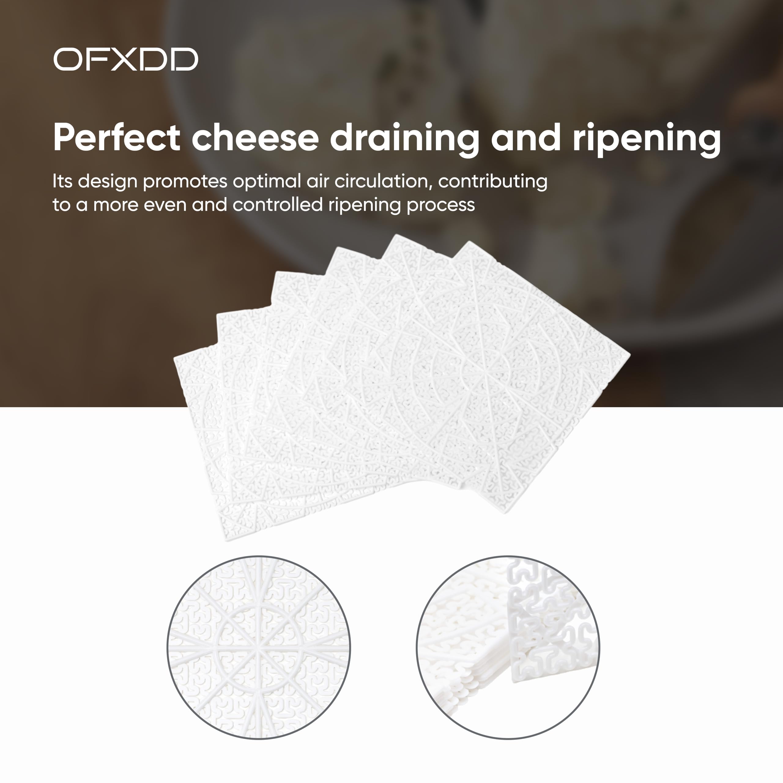 Premium Cheese Ripening Mats - Pack of 5 - Food-Grade Plastic Cheese Drainage & Drying Mats - Perfect for Aging, Draining & Storing Cheese at Home or Commercial Kitchens