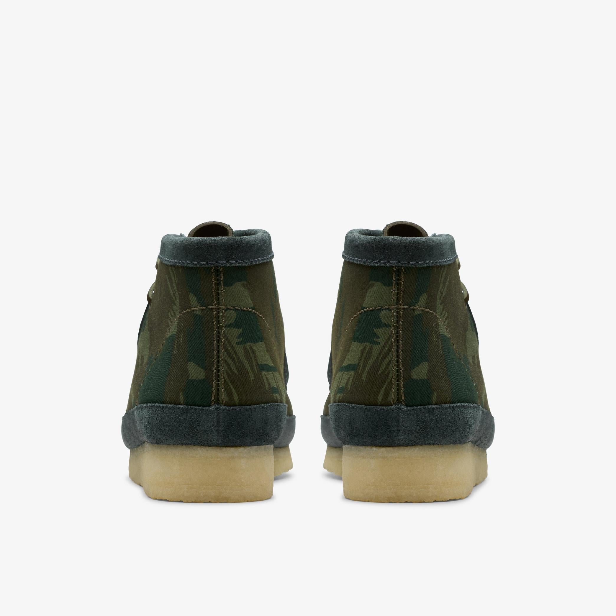 Clarks Men's Wallabee Boot - Green Camouflage Leather Chukka Boots for Men | Comfortable Casual & Outdoor Walking Shoes for Hiking, Travel & Everyday Wear