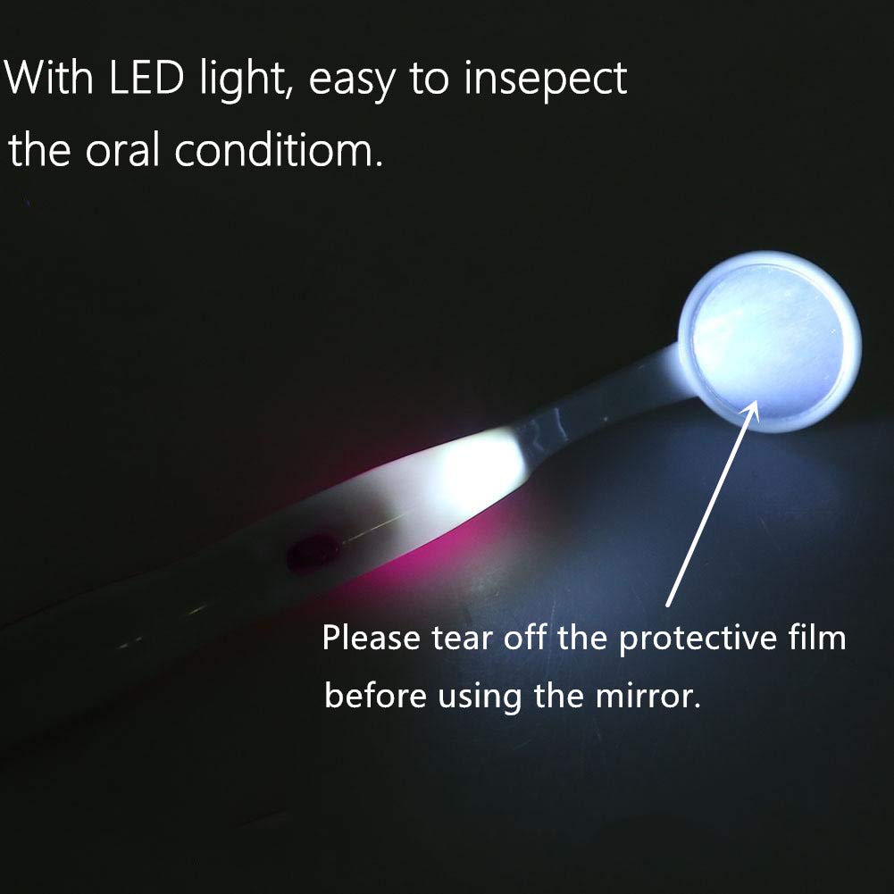2 Pack LED Dental Mirror with Light - Anti-Fog Curved Angle Teeth Inspection Tool for Dentists & Oral Care | Perfect for Home Checkups, Professional Exams & Dental Hygiene