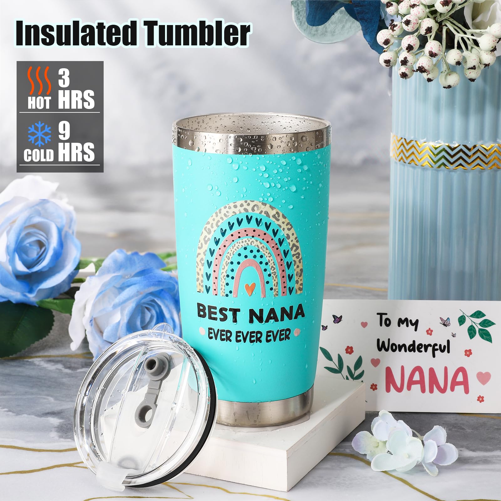 Personalized Gifts for Grandma - Insulated Drinking Cup Gift Set for Nana - Birthday, Christmas, Thanksgiving & Mother's Day Presents from Grandkids - Perfect First-Time Grandma Gift for New Grandmothers - Ideal for Tea Time, Coffee Breaks & Special Family Gatherings