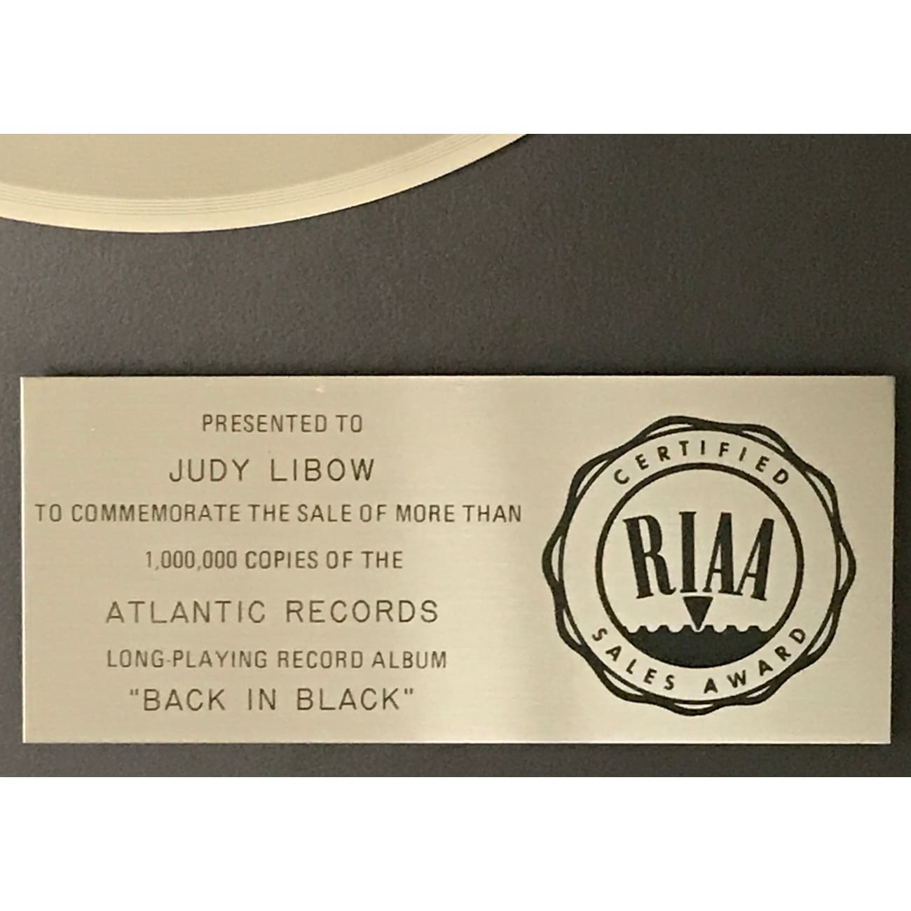 AC/DC Back In Black RIAA Platinum Album Award - Official Music Collectible for Fans, Home Decor & Memorabilia Display