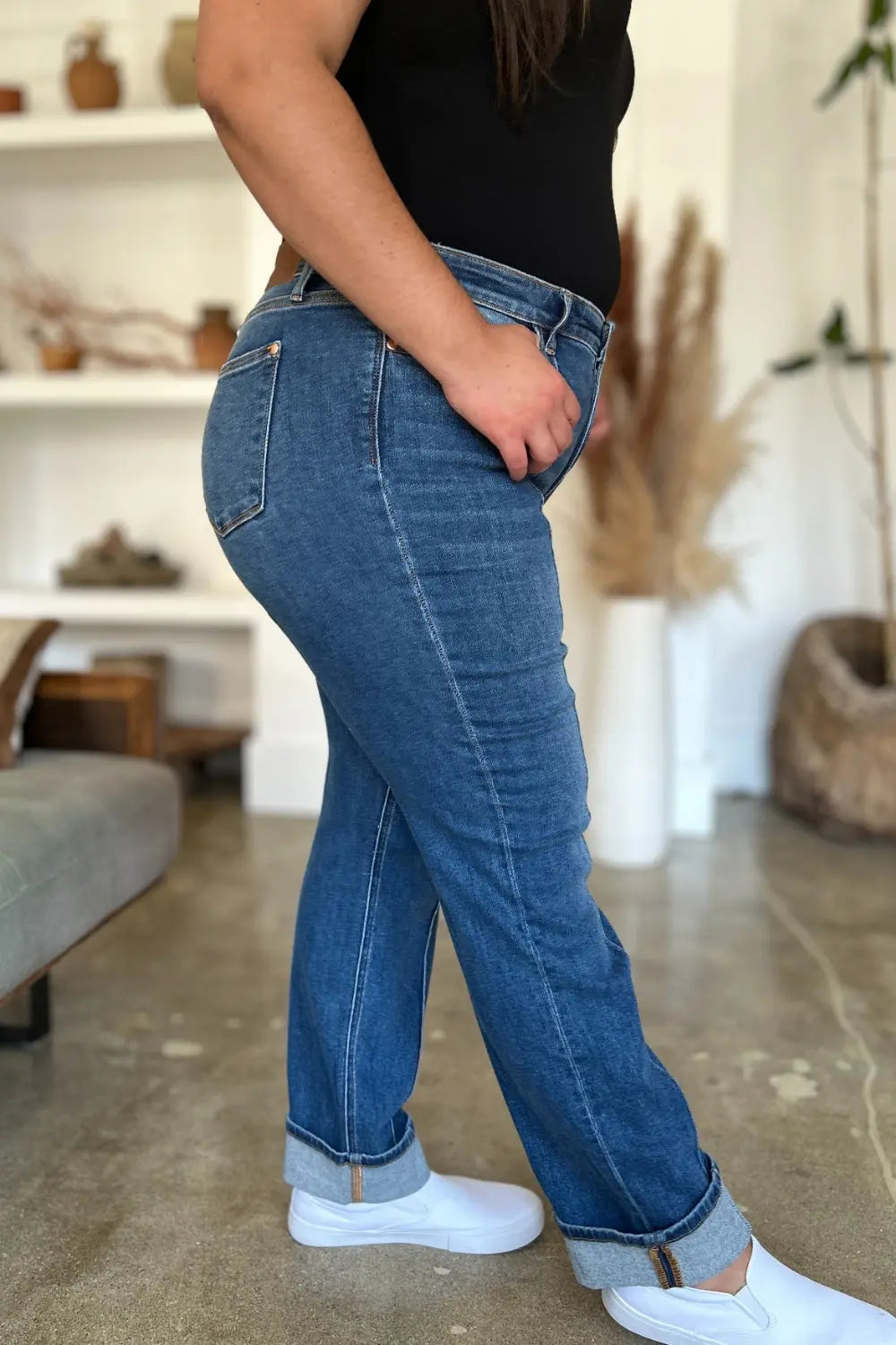 Judy Blue High Waist Straight Jeans for Women - Classic Front Seam Detail, Comfortable Stretch Denim Pants | Perfect for Casual Wear, Office Outfits & Date Night Looks