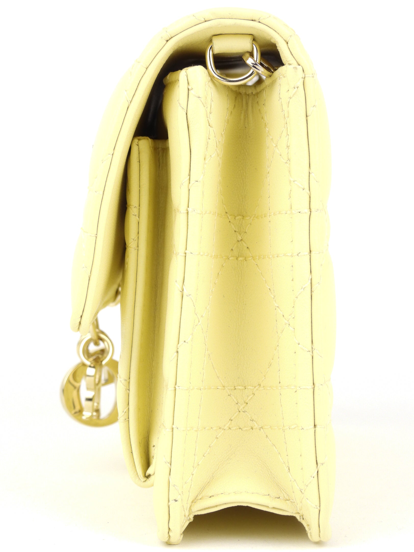 Christian Dior Pale Yellow Cannage Quilted Lambskin Leather Miss Dior Chain Pouch Crossbody Bag - Luxury Designer Handbag for Women, Perfect for Parties, Dates & Special Occasions