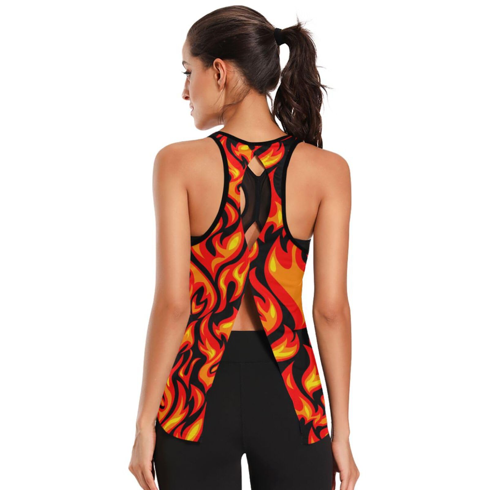 JHKKU Women's Workout Tank Top - Open Back Sleeveless Yoga Shirt for Gym, Running & Fitness - Breathable Athletic Top for Women's Activewear