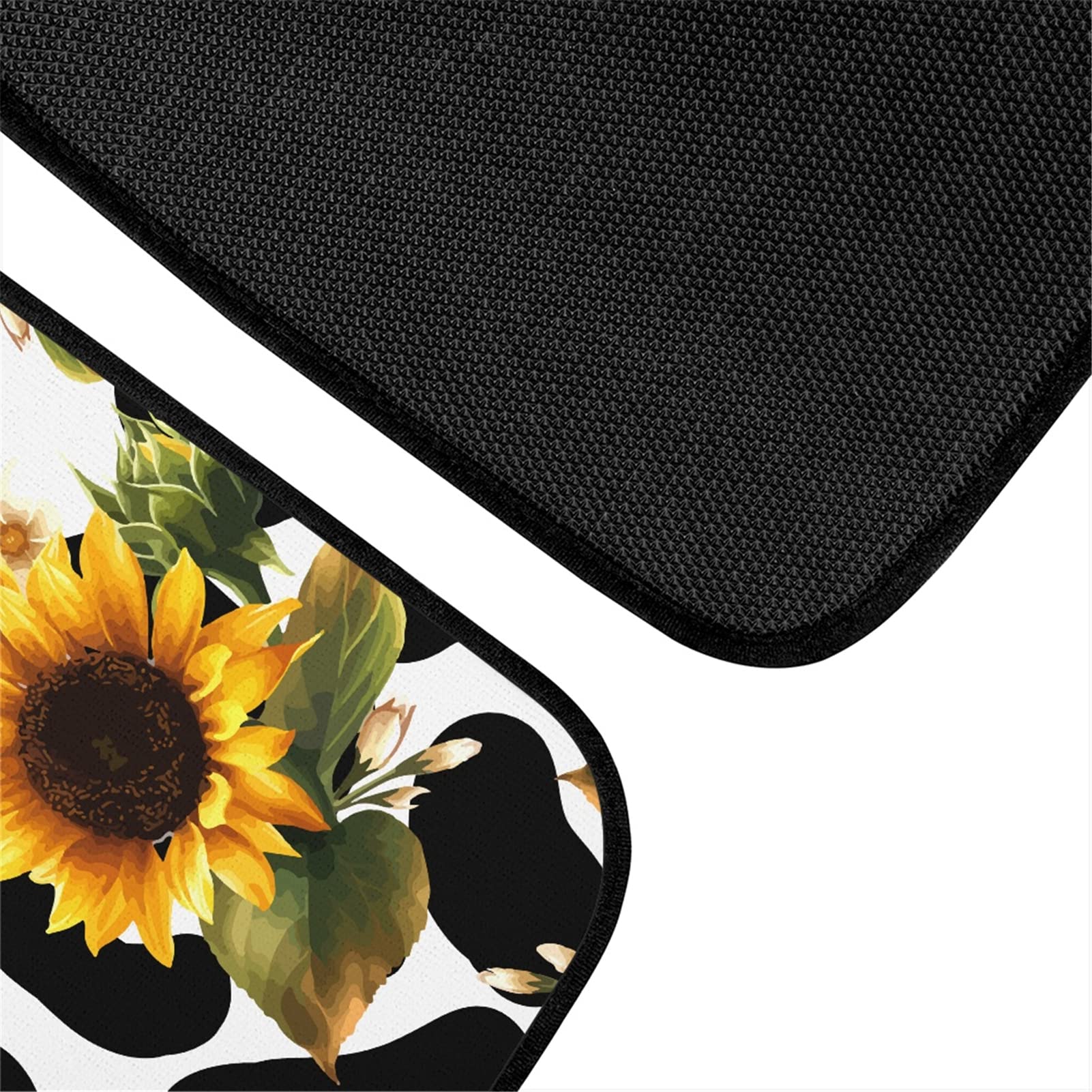 JEOCODY Sunflower & Cow Print Car Floor Mats - 4-Piece Set, Non-Slip Heavy Duty Dustproof Automotive Accessories for Sedans, SUVs & Trucks | Perfect for Road Trips & Everyday Commute