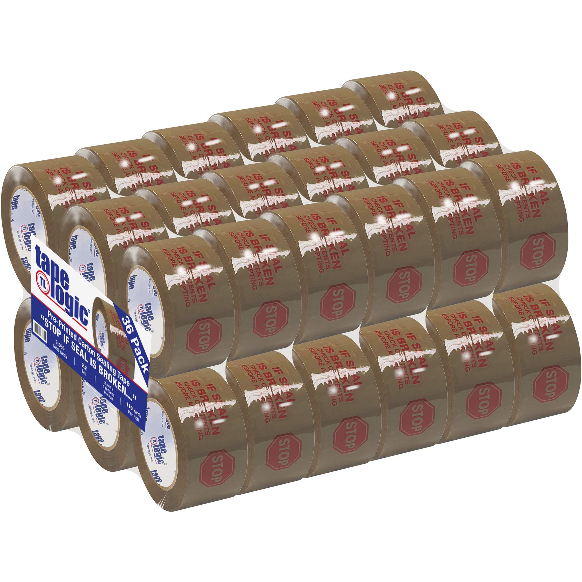 **Aviditi Tape Logic 2 Inch x 110 Yard 2.2 Mil Red/Tan Heavy Duty Packing Tape - 
