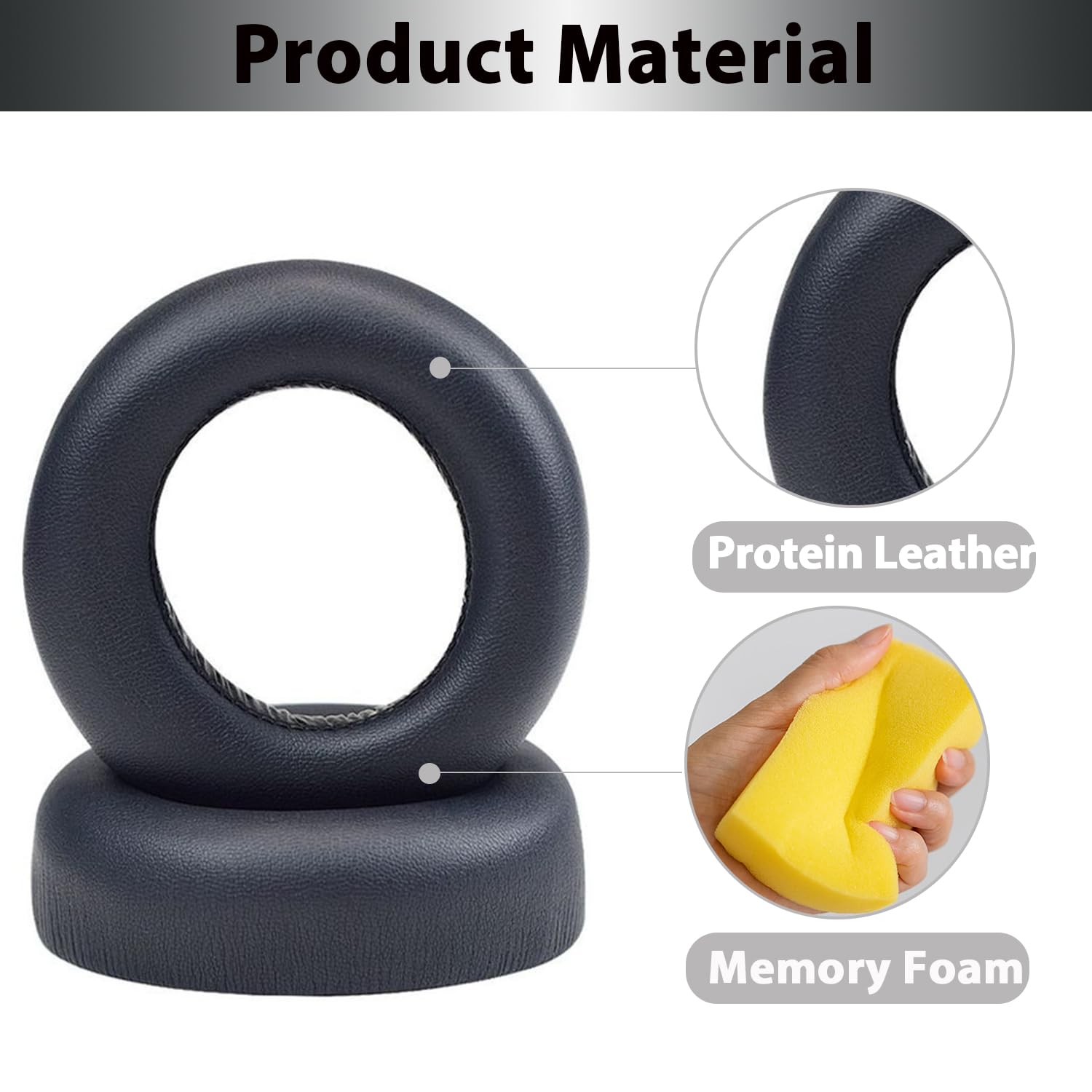 Adhiper Replacement Ear Pads for Sony PS5 Pulse 3D Wireless Headset - Noise Isolating Memory Foam & Soft Protein Leather Cushions (Black) | Comfortable Gaming Accessories for Long Play Sessions