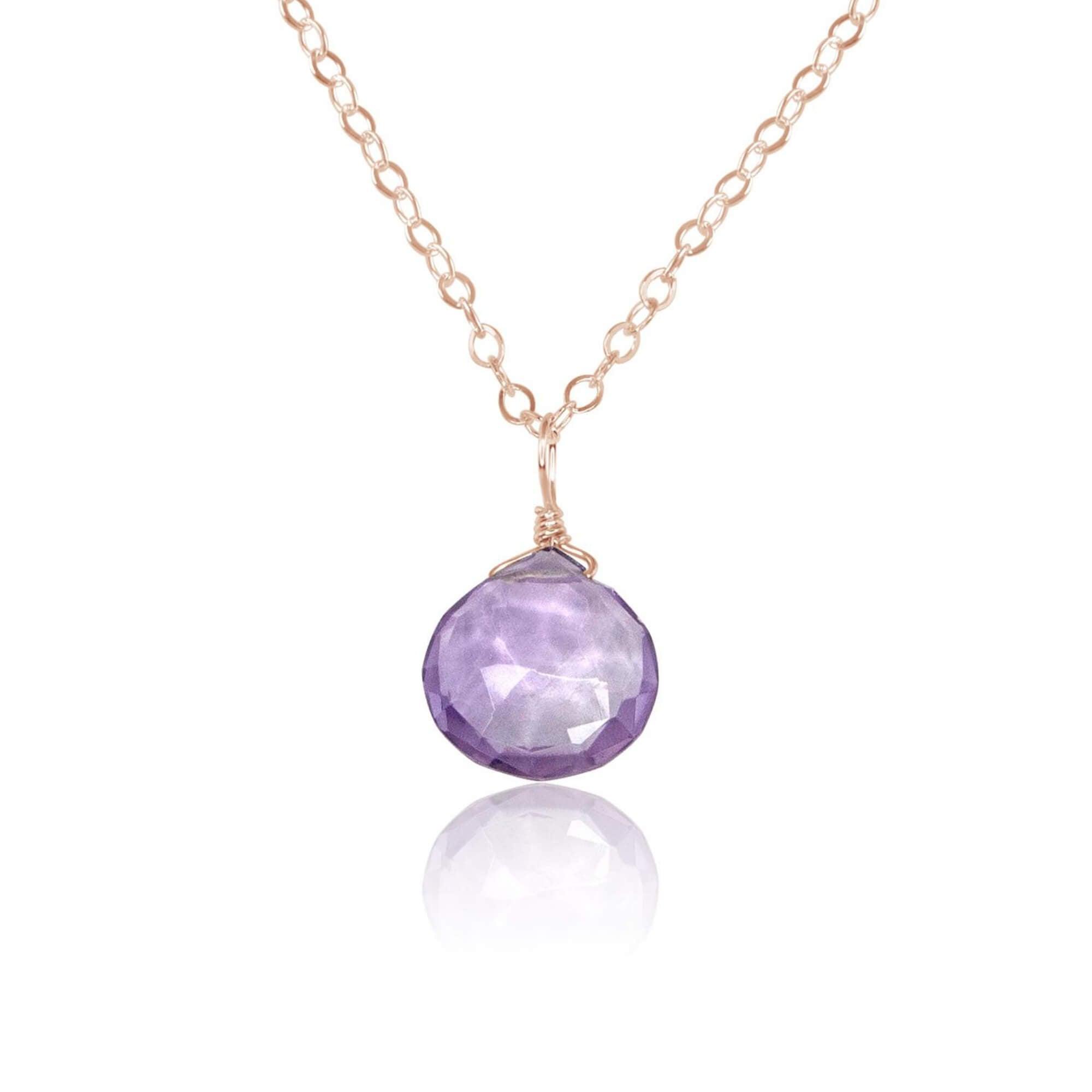 Pink Amethyst Teardrop Pendant Necklace - Dainty Crystal Jewelry for Women, Healing Stone Gift for Her | Perfect for Meditation, Yoga & Spiritual Healing