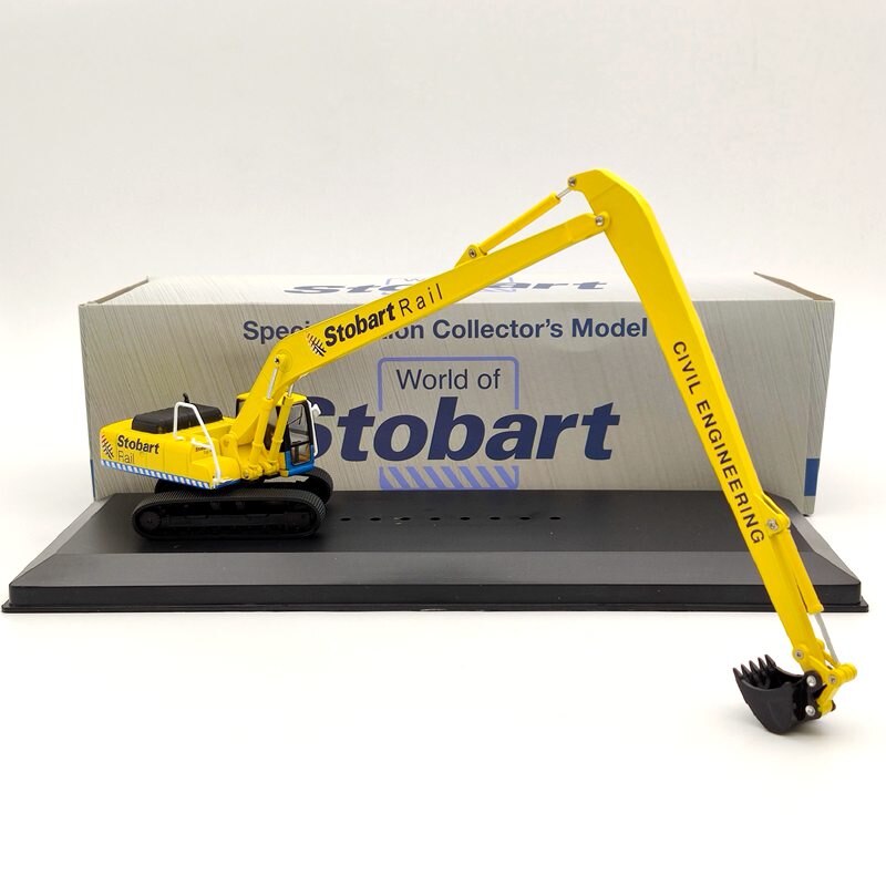 1/76 Scale Eddie Stobart Rail Komatsu PC340 Hydraulic Excavator Diecast Model - Yellow Construction Vehicle Toy for Adults & Collectors | Perfect for Civil Engineering Displays, Model Train Layouts, and Construction-Themed Collections