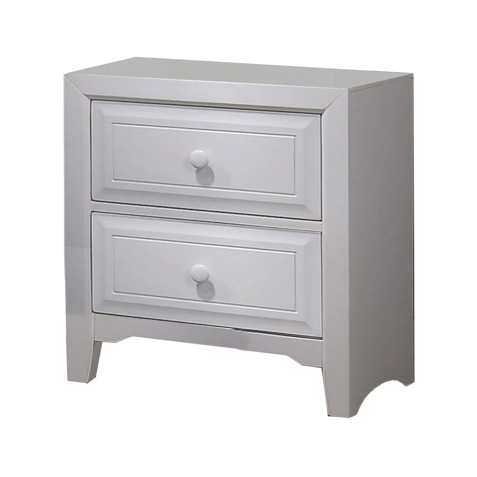Benjara White Transitional Wood Nightstand with 2 Drawers & Wood Molding - Perfect for Bedroom, Living Room, or Guest Room Furniture