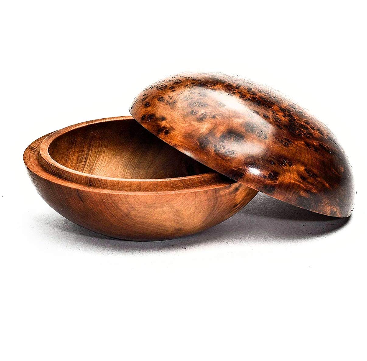 Hand Carved Wooden Jewelry Box - Antique Round Keepsake Storage Organizer for Rings, Necklaces & Earrings - Multipurpose Decorative Art Box for Home & Gift Giving