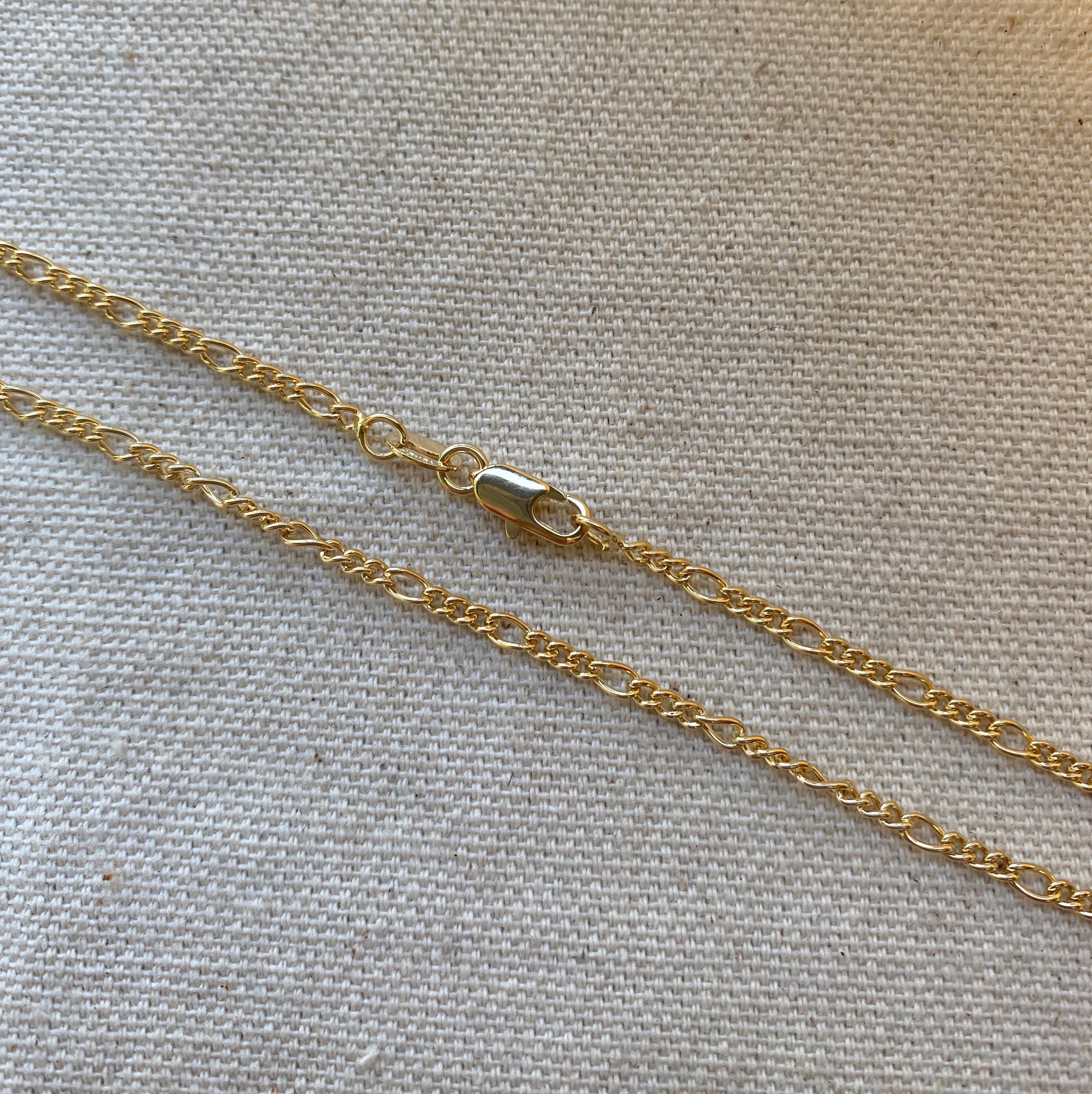 18K Gold Filled 2mm Rounded 3x1 Figaro Anklet Bracelet - Elegant Ankle Chain Jewelry for Women, Perfect for Beach, Party & Everyday Wear