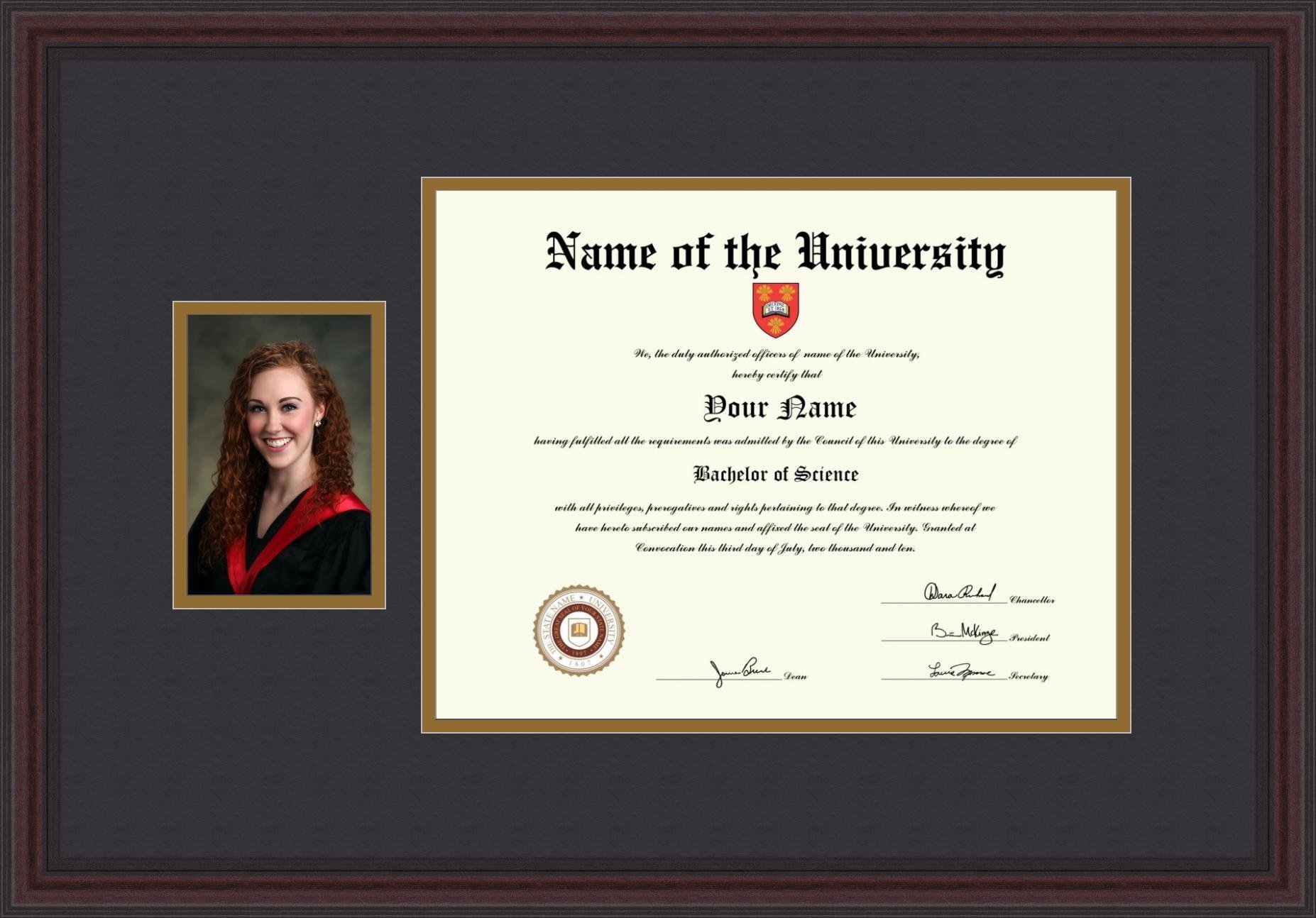 ArtToFrames 11x14 Diploma Picture Frame with 4x6 Photo Opening - Traditional Cherry Wood Display Frame for Diplomas, Certificates, and Graduation Photos - Perfect for Home, Office, or Gift Giving