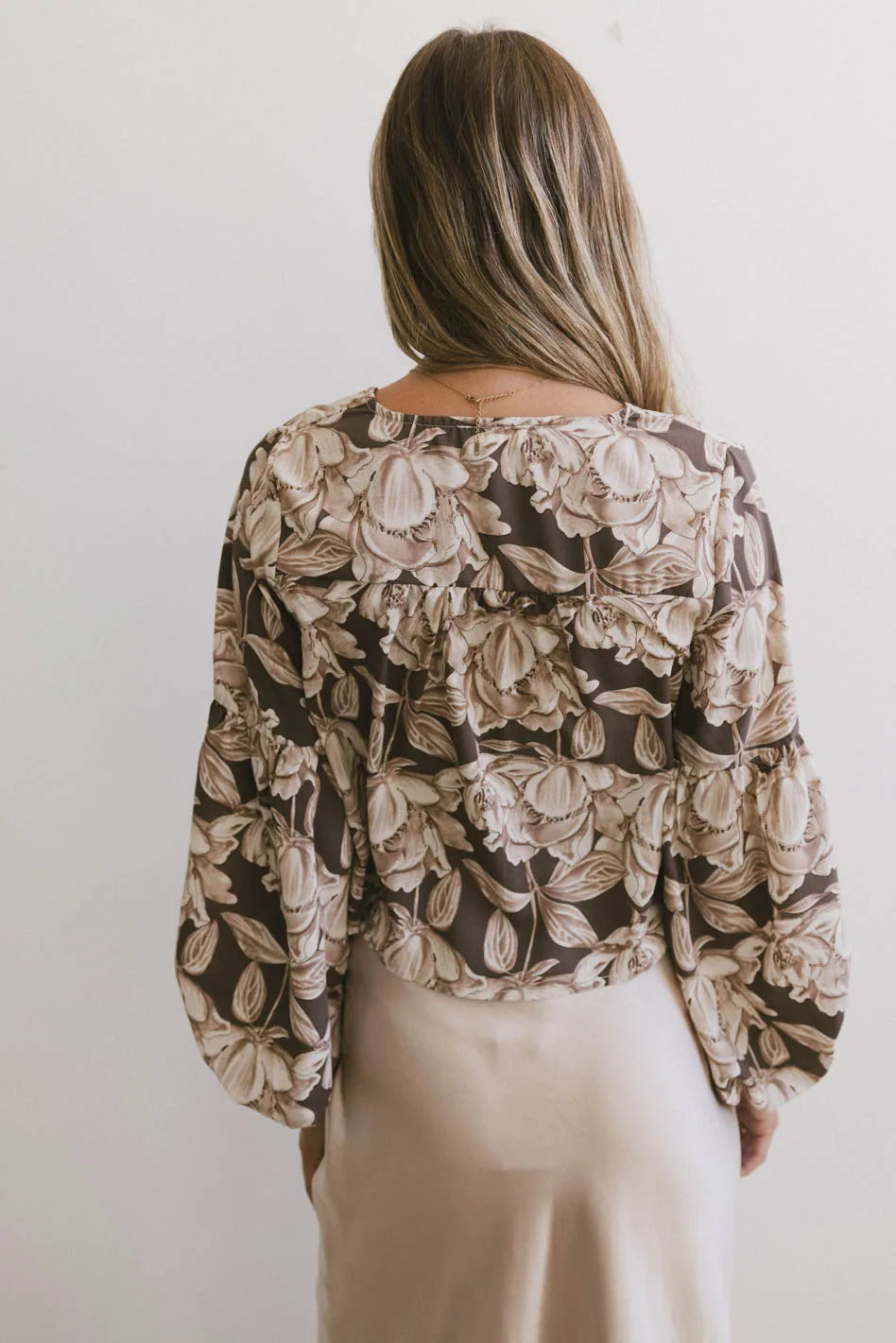 Isa Floral Blouse in Brown - Elegant Women's Boho Chic Top for Spring & Summer | Perfect for Casual Outings, Date Nights & Office Wear | FINAL SALE